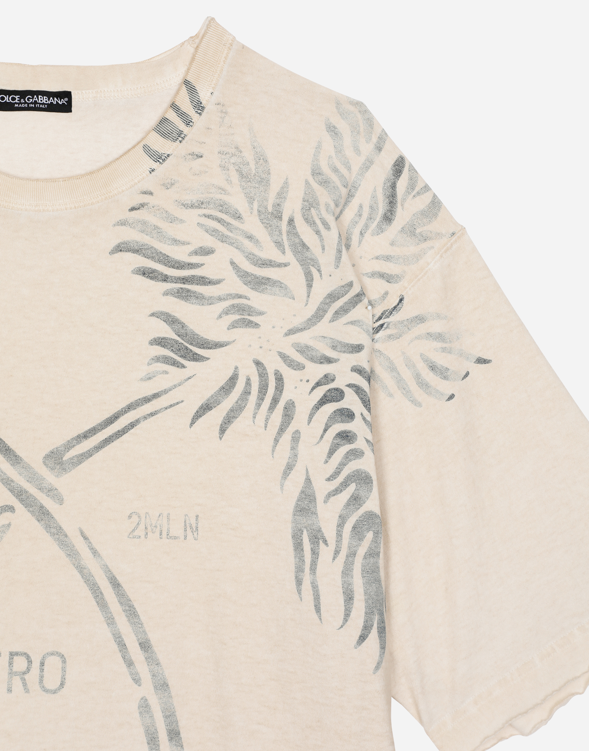 Shop Dolce & Gabbana Short-sleeved Cotton T-shirt With Banana Tree Print In Yellow