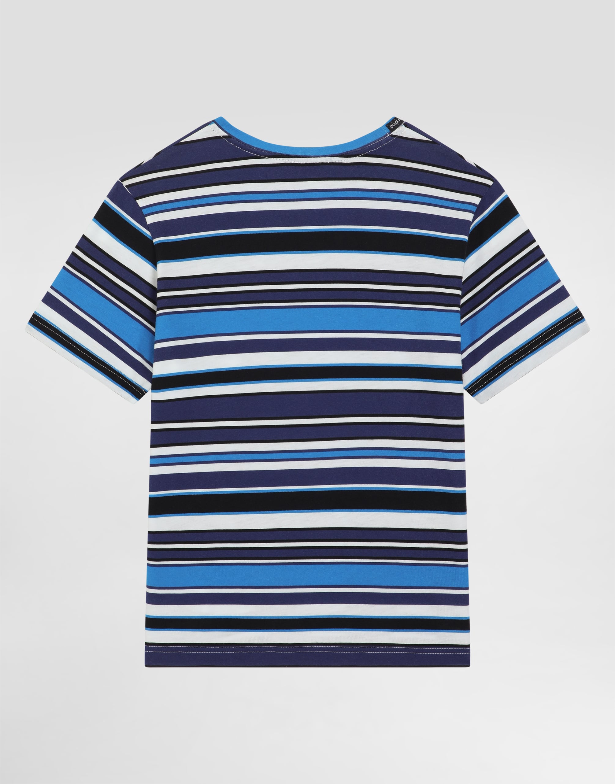 Dolce & Gabbana Striped Appliqué T-shirt In Blue