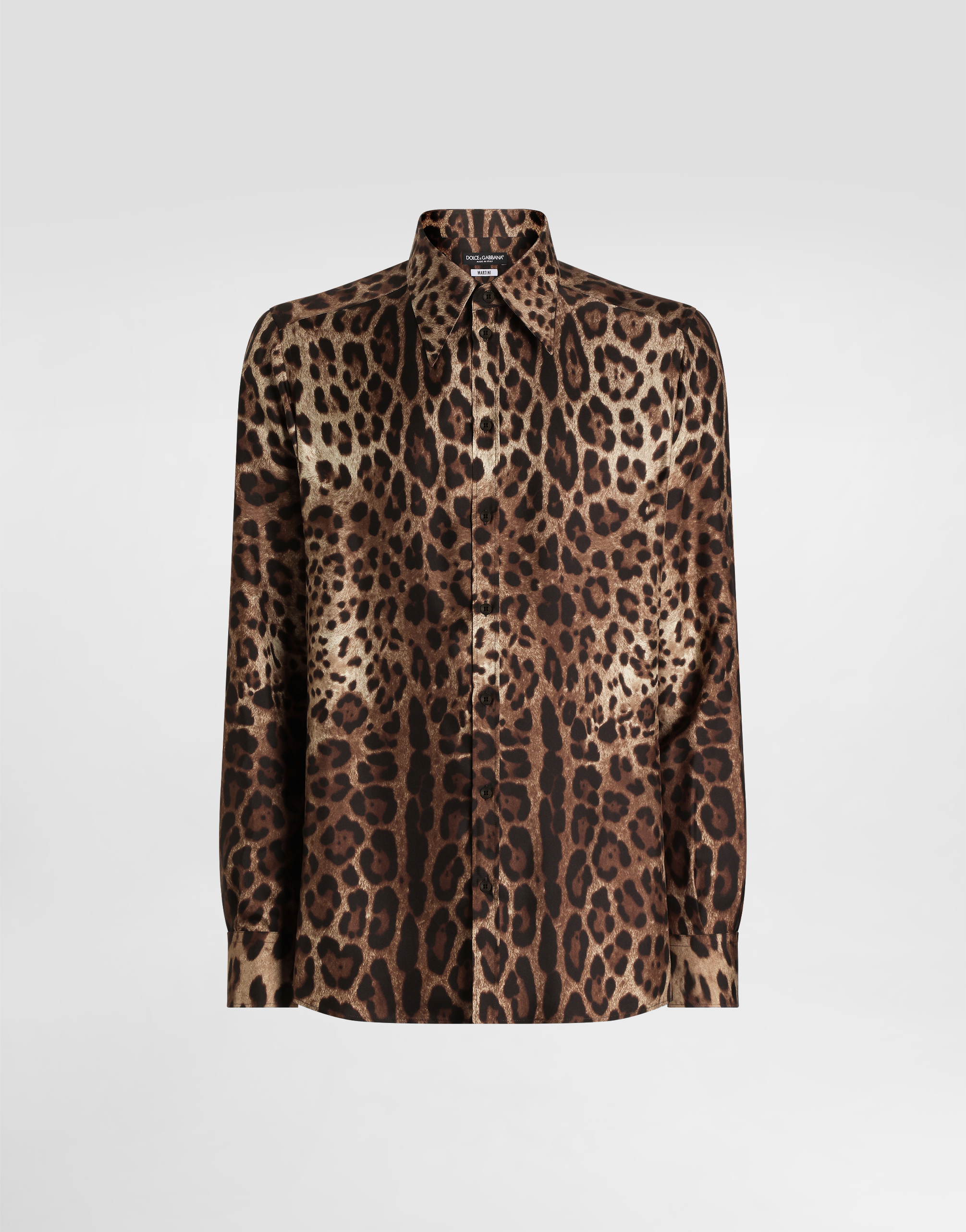 最終値下げDolce & Gabbana ドルガバ レオパードシャツ 37 Printのメンズ レオパードプリント ツイル ゴールド シャツ