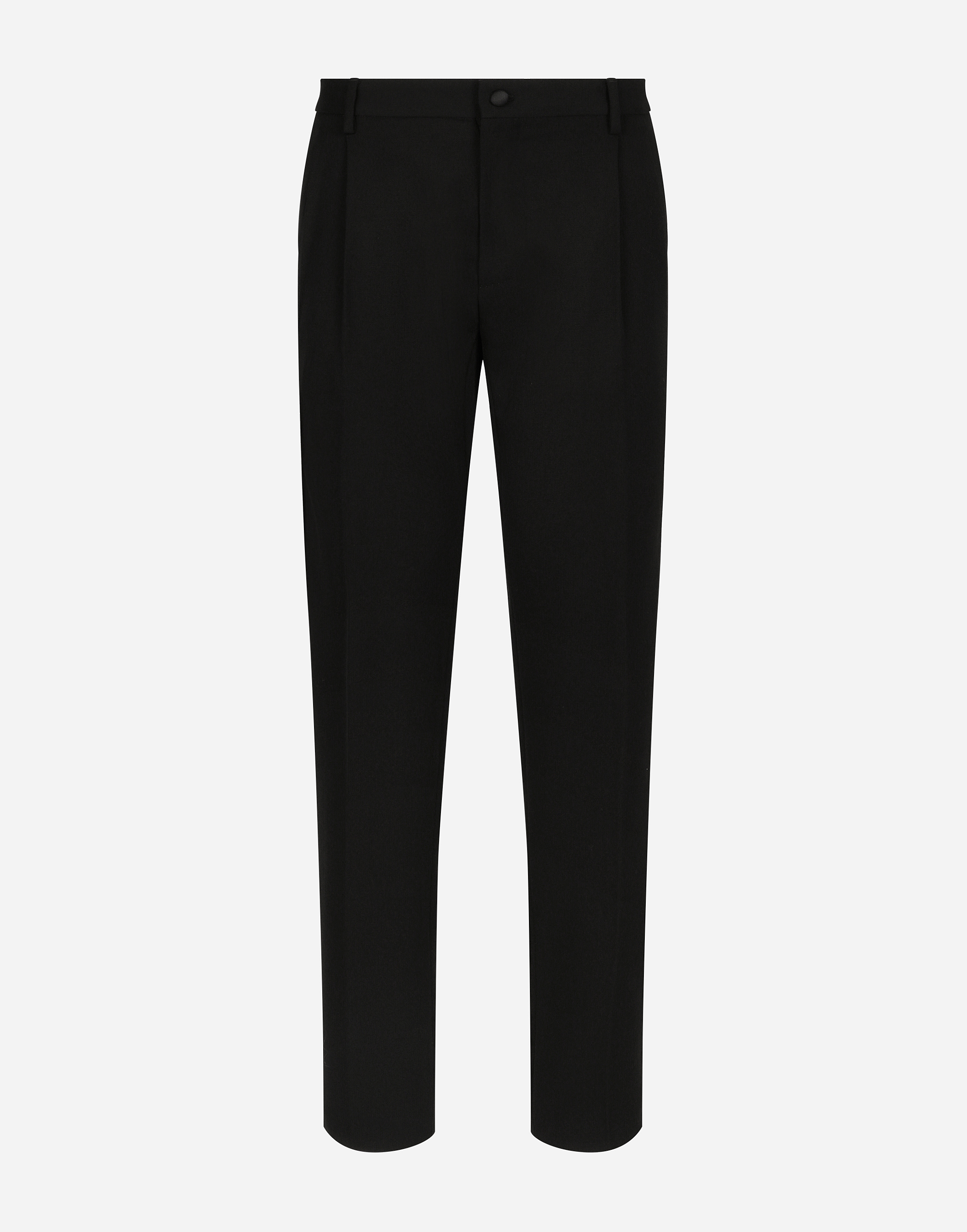 Dolce & Gabbana Men's Black Classic Gabardine Tuxedo Pants - Man Pants And Shorts Wool Size 54 - Image 1
