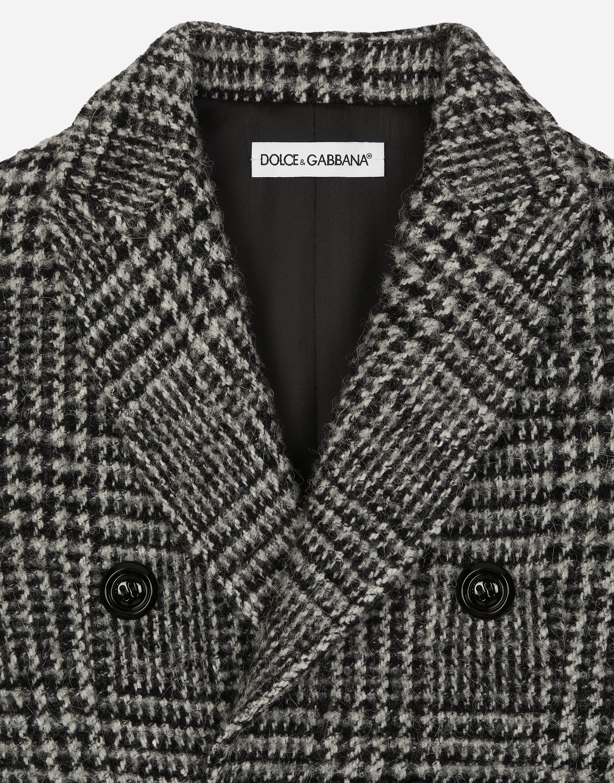 Double-breasted wool-blend herringbone coat