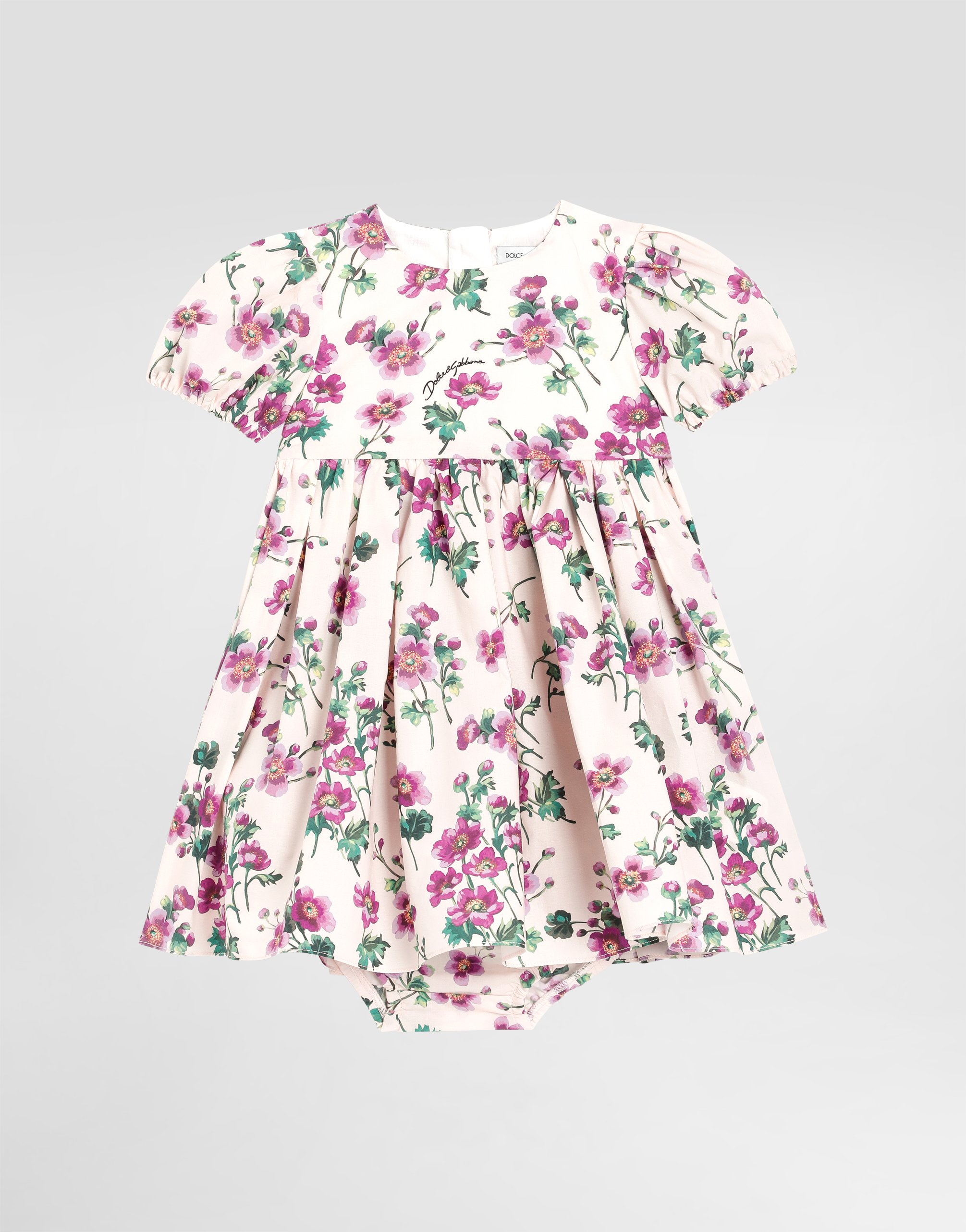 Violets-print poplin dress