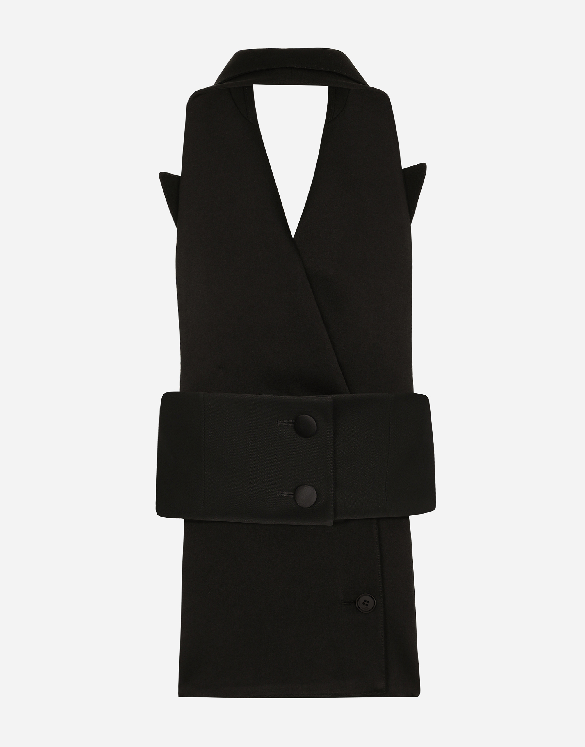 Dolce & Gabbana Open-back Virgin Wool-blend Waistcoat In ブラック