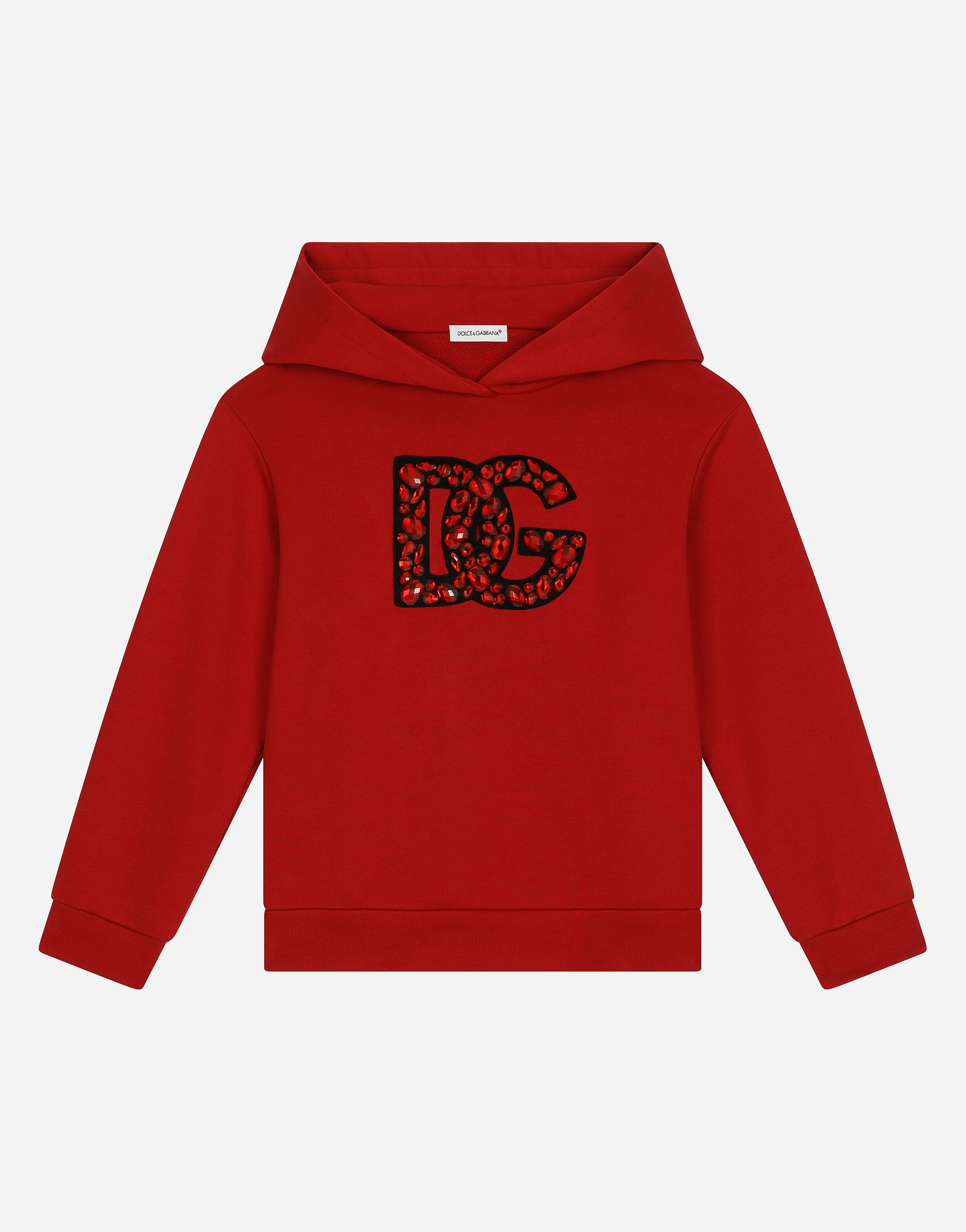 Shop Dolce & Gabbana Jersey Hoodie With Dg Logo In Red