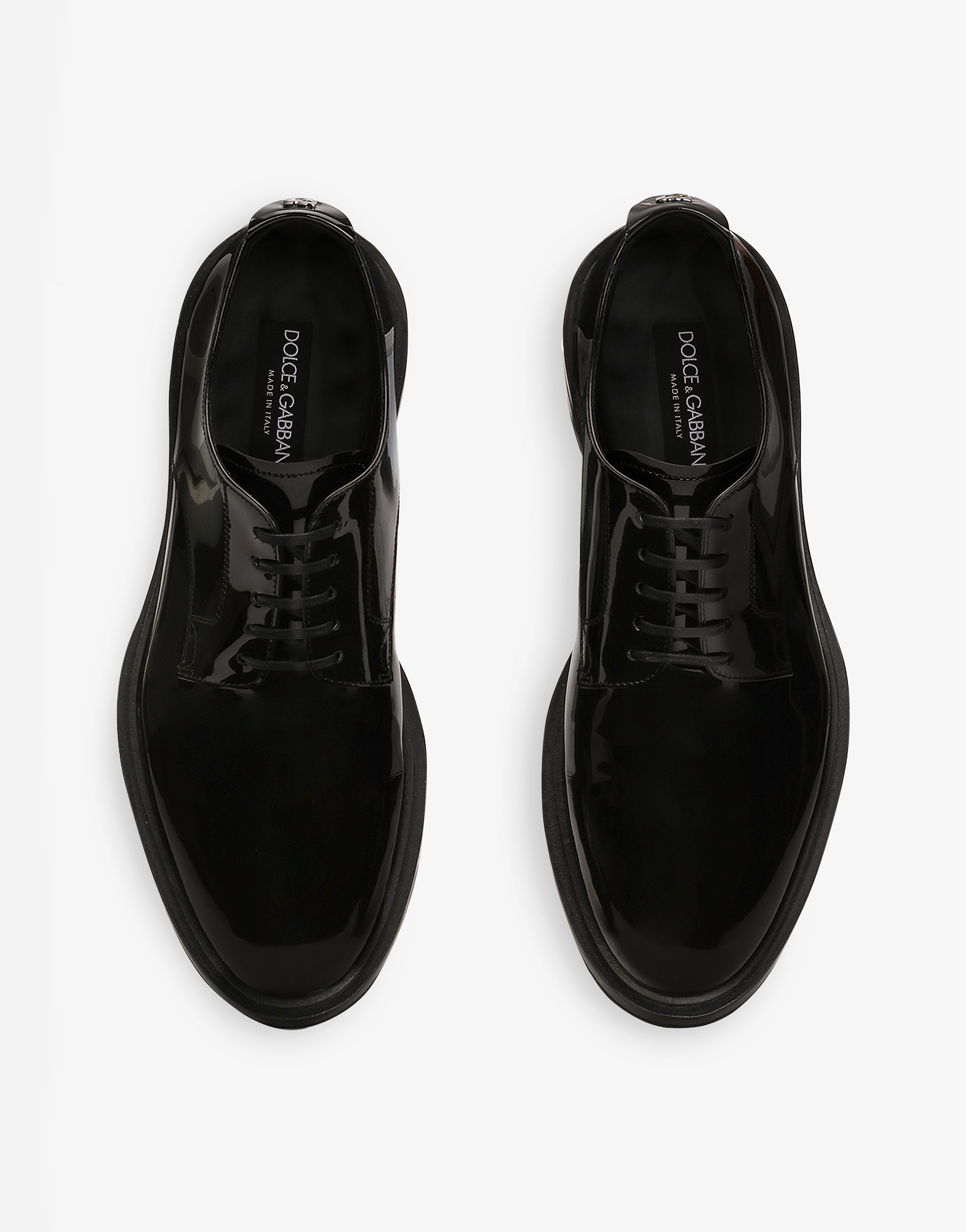 Dolce & Gabbana Patent Leather Derby Shoes In Black