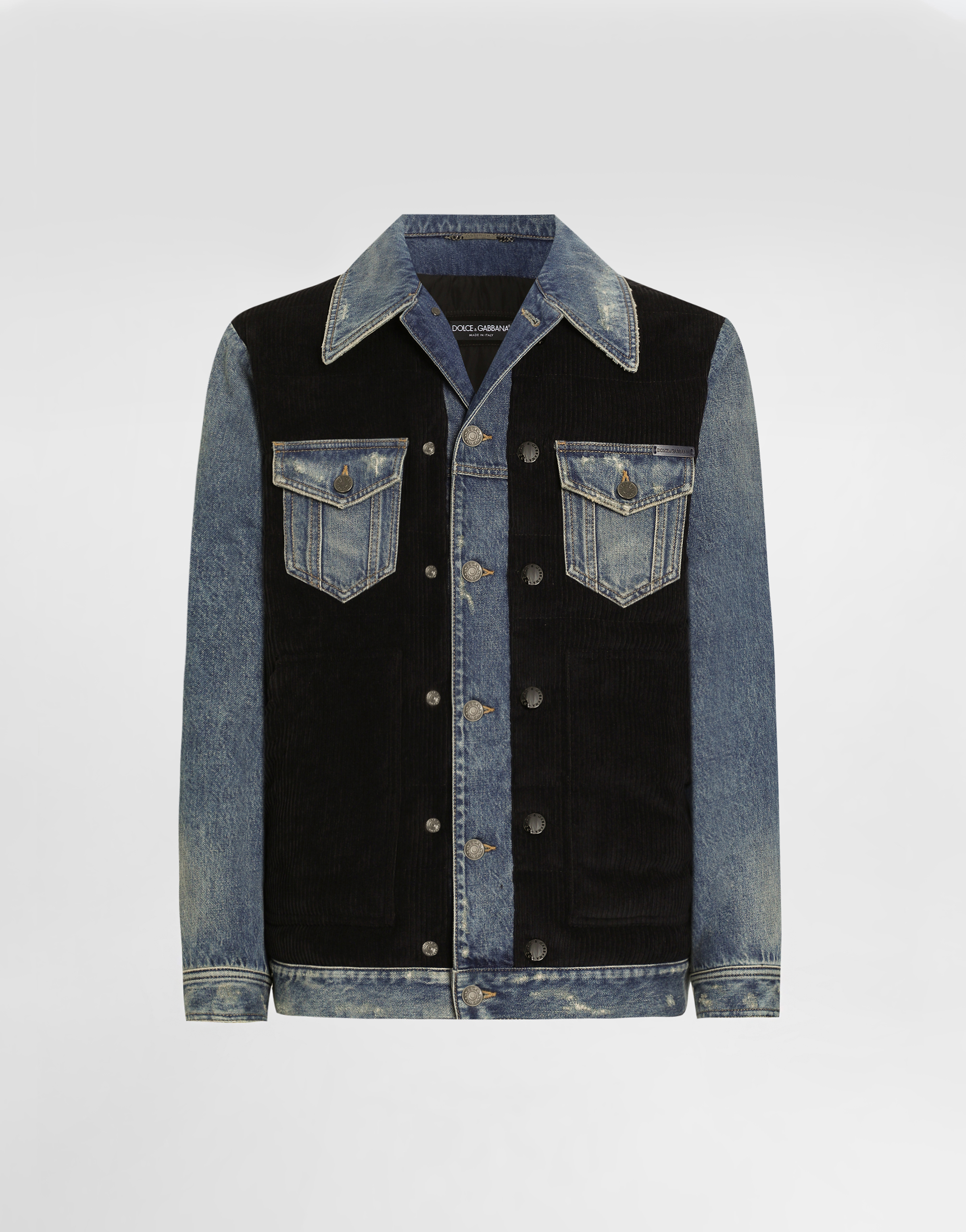 Dolce & Gabbana Blue Cotton Elastan Polyamide Polyester Jacket In Blue