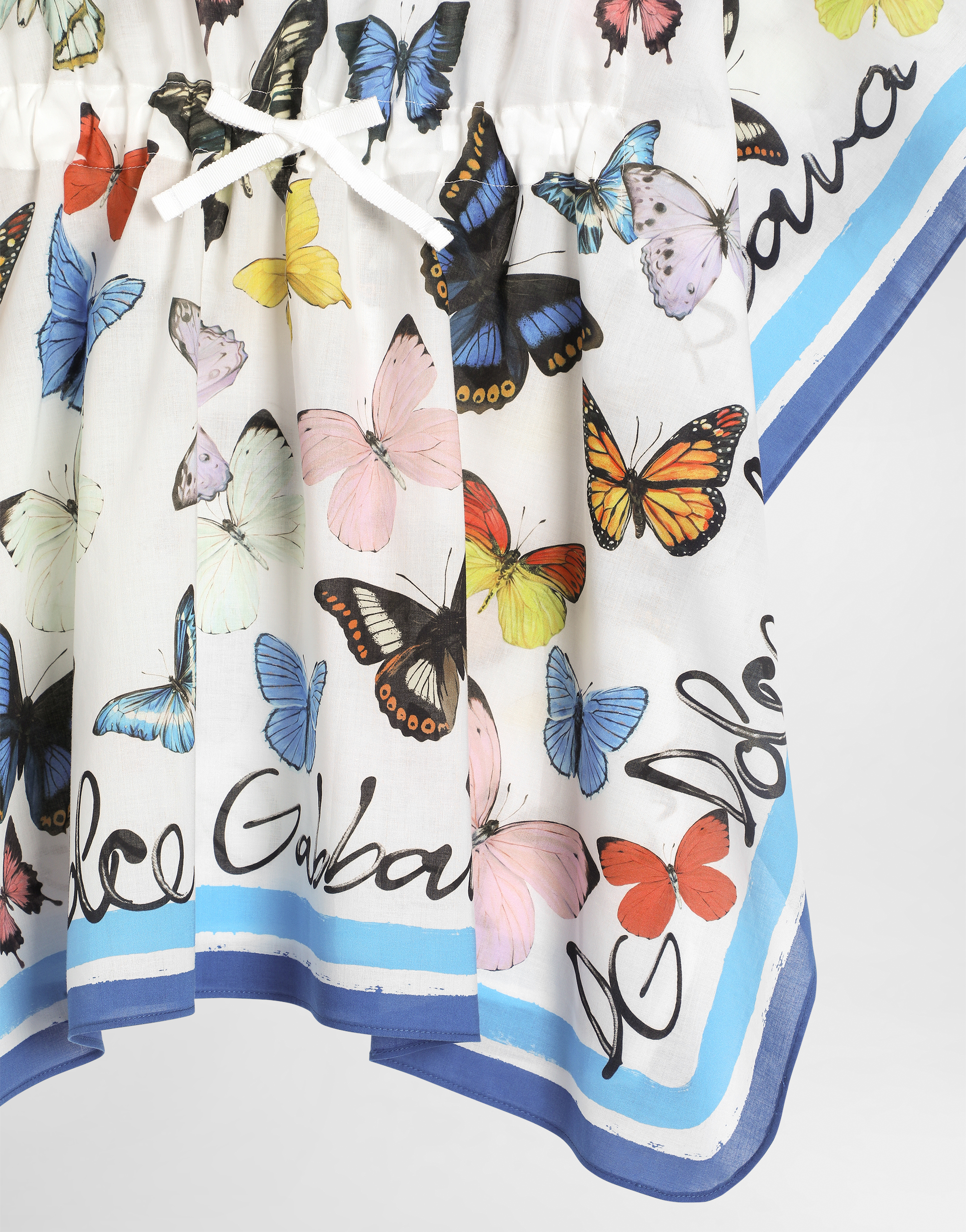 Dolce & Gabbana Batiste Caftan With Butterfly Print In Print
