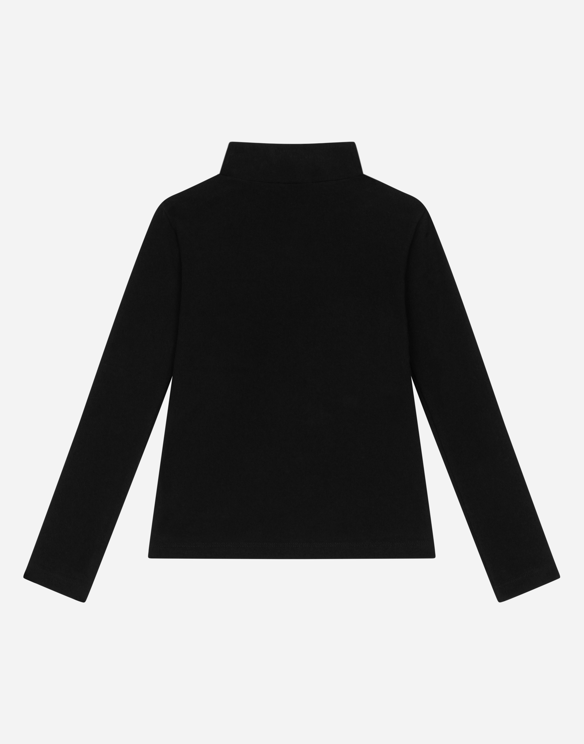  Dolce & Gabbana T-shirt Aus Interlock Mit Logoplakette - Frau Strickwaren Schwarz Baumwolle 6 Years 