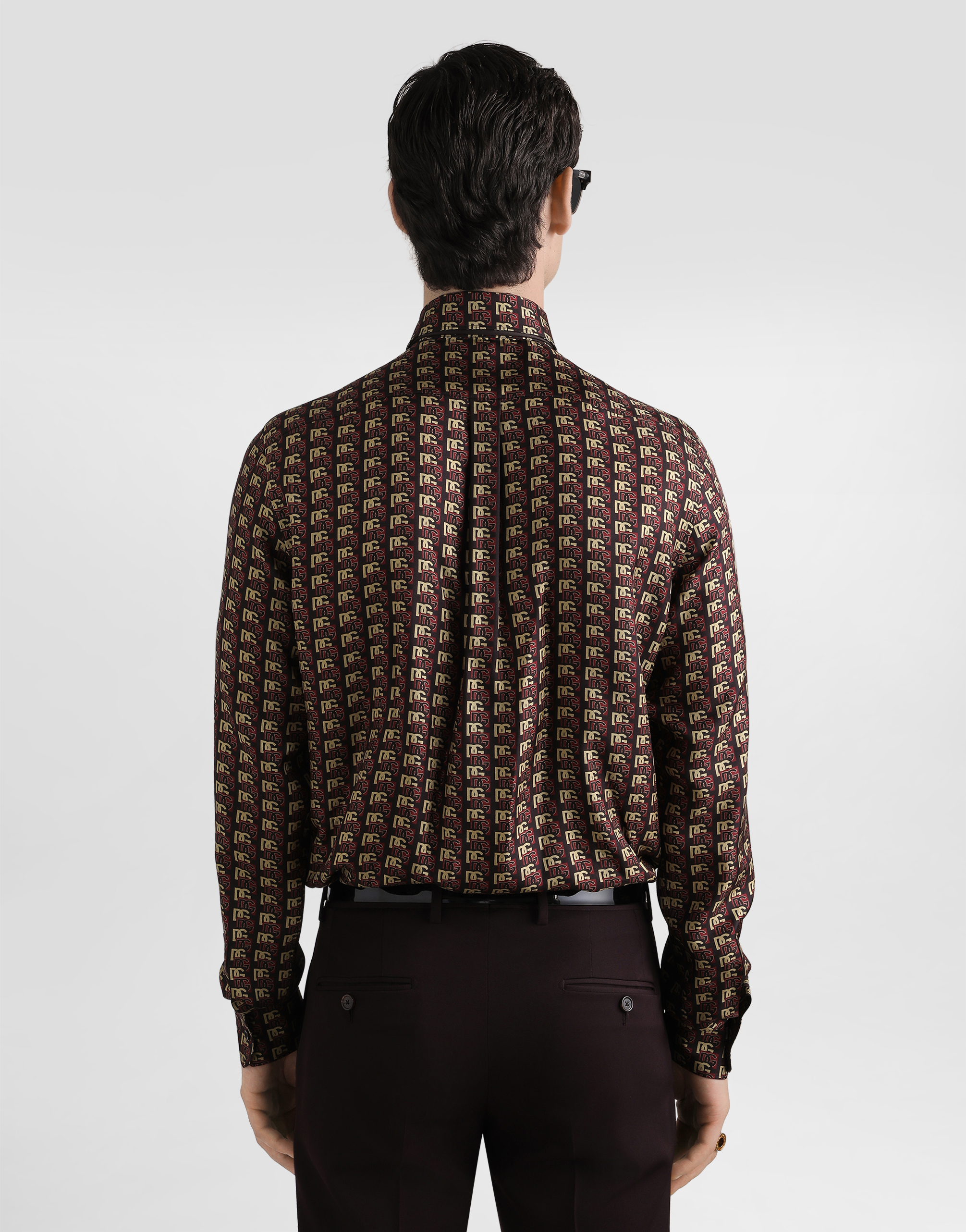 Printed silk twill martini shirt