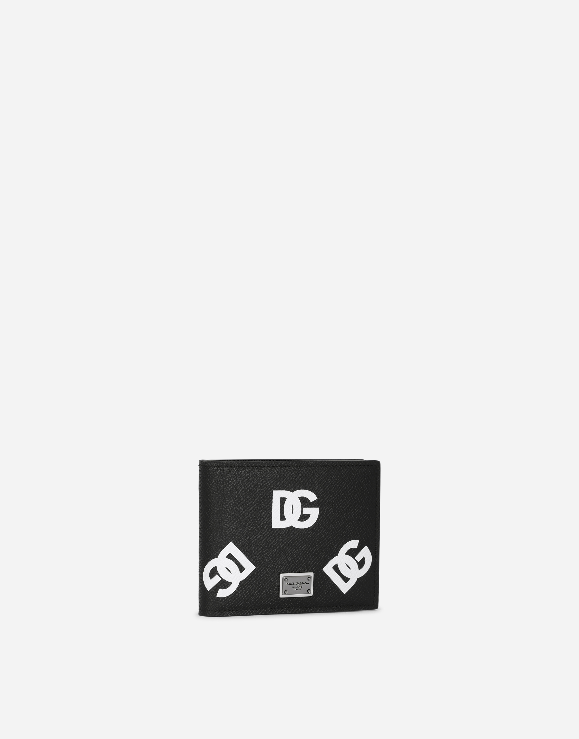 DOLCE & GABBANA CALFSKIN WALLET WITH COIN POCKET AND ALL-OVER DG PRINT