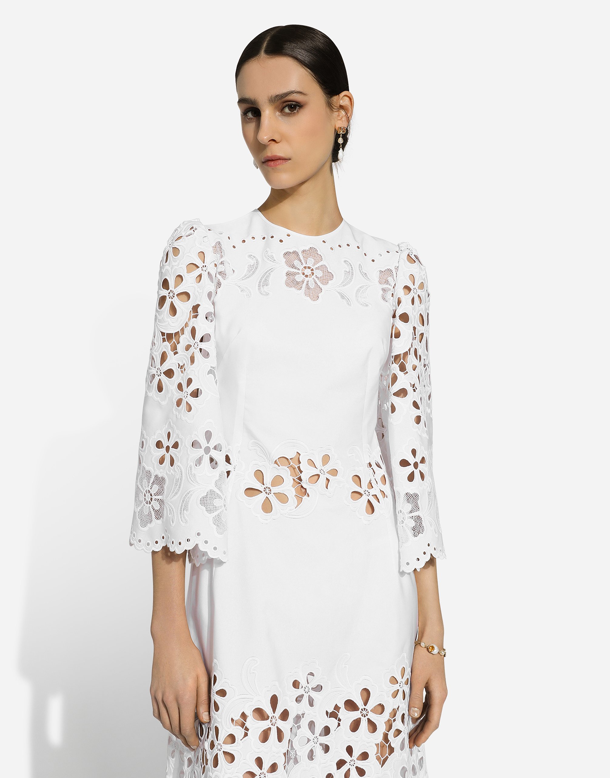 Dolce & Gabbana White Broderie Anglaise Dress In ホワイト