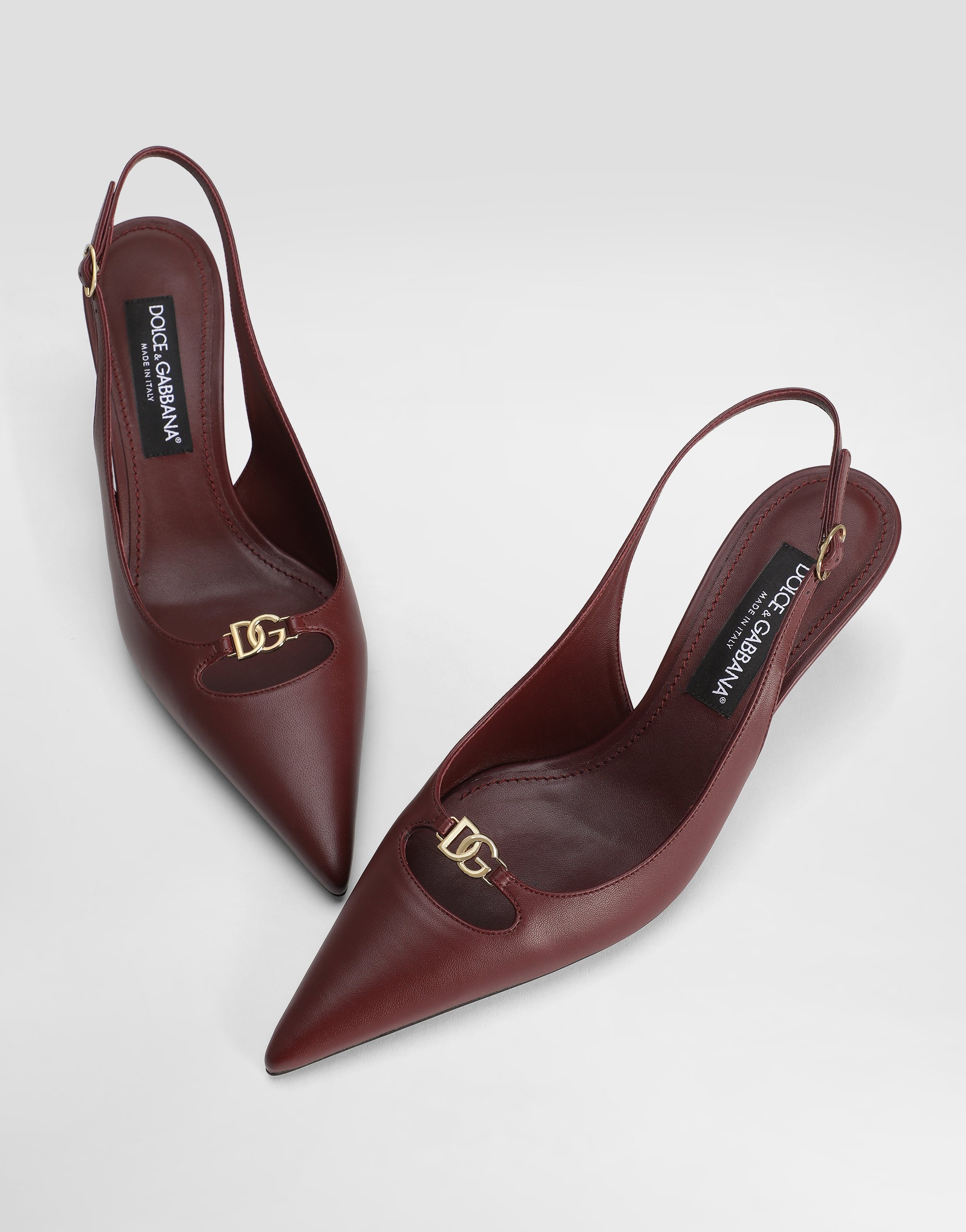 Dolce & Gabbana Silk-effect Nappa Leather Slingback In Brown