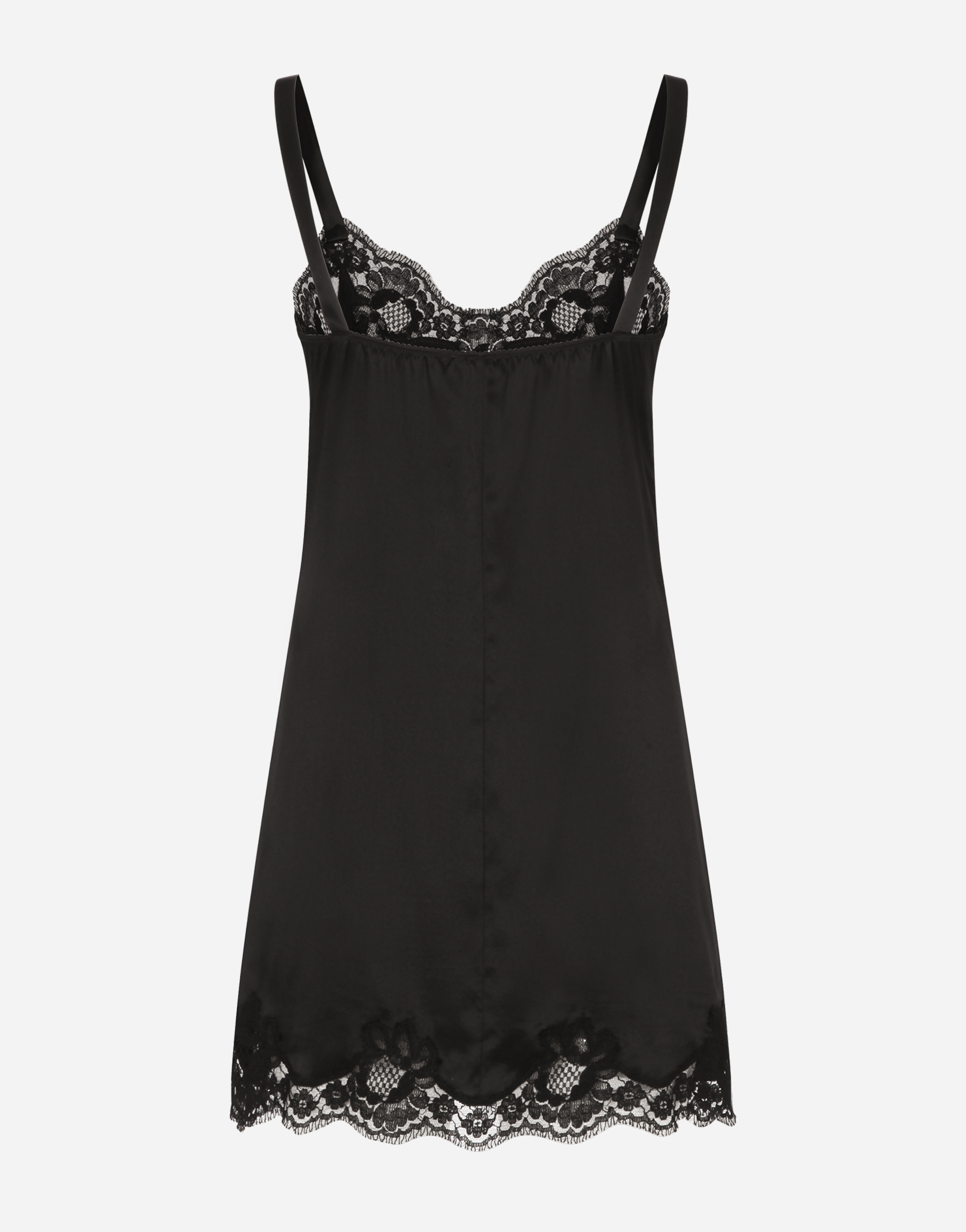 DOLCE & GABBANA SATIN LINGERIE-STYLE SLIP WITH LACE DETAILING
