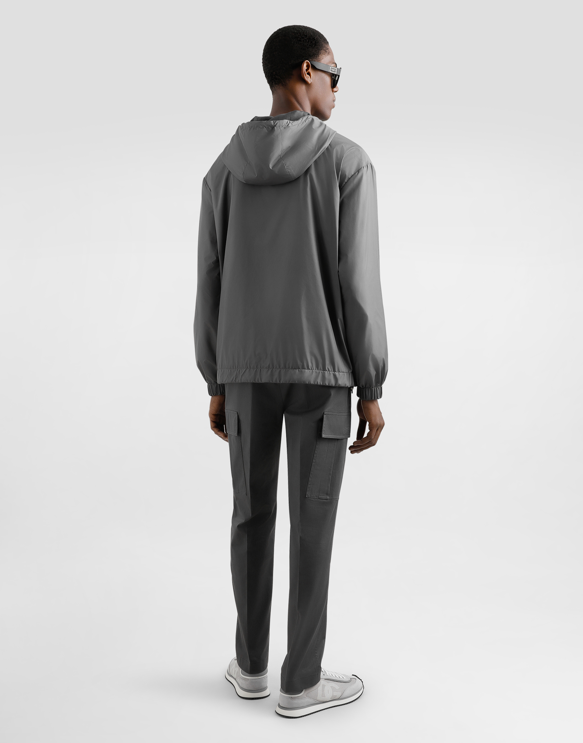 Dolce & Gabbana Hooded Jacket Drawstring Elasticated Cuffs In Grey