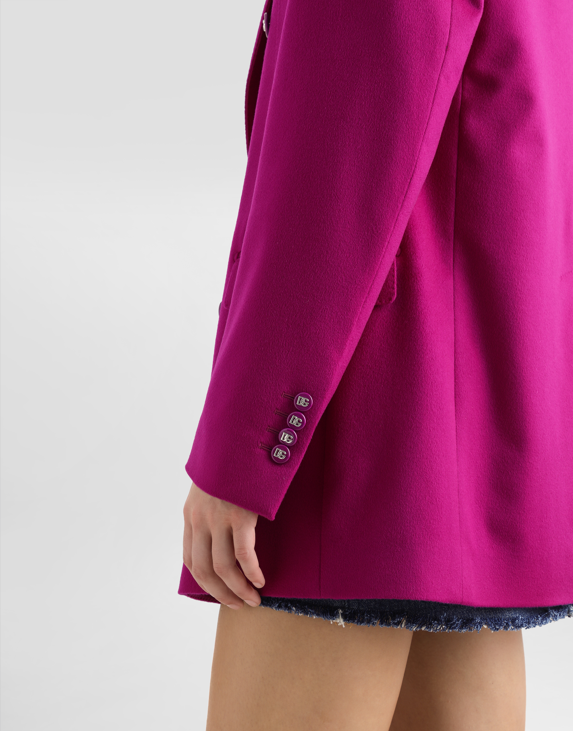 Dolce & Gabbana Oversize Double-breasted Cashmere Jacket In Fuchsia