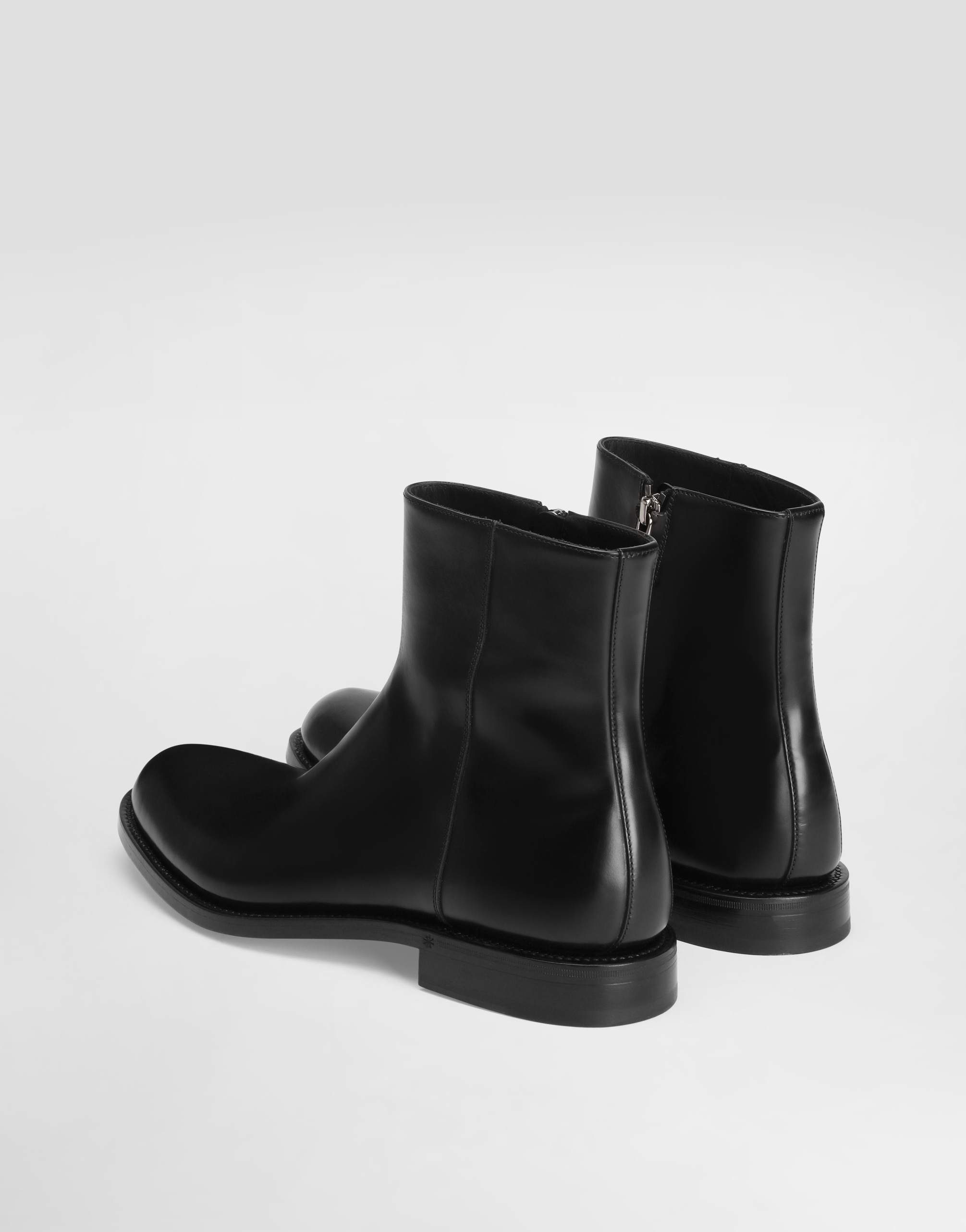 Brushed leather ankle boots