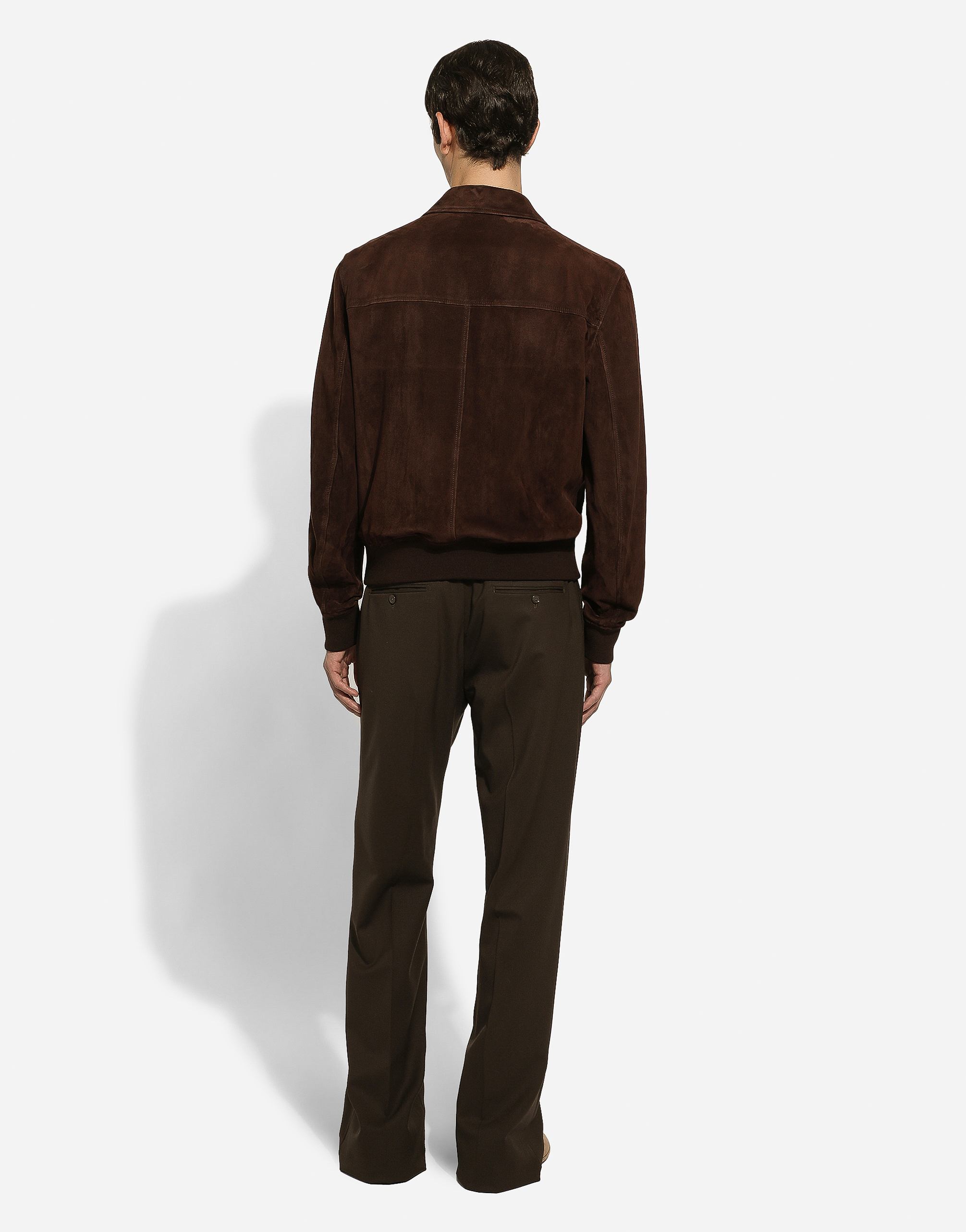 Dolce & Gabbana Suede Bomber Jacket In Brown