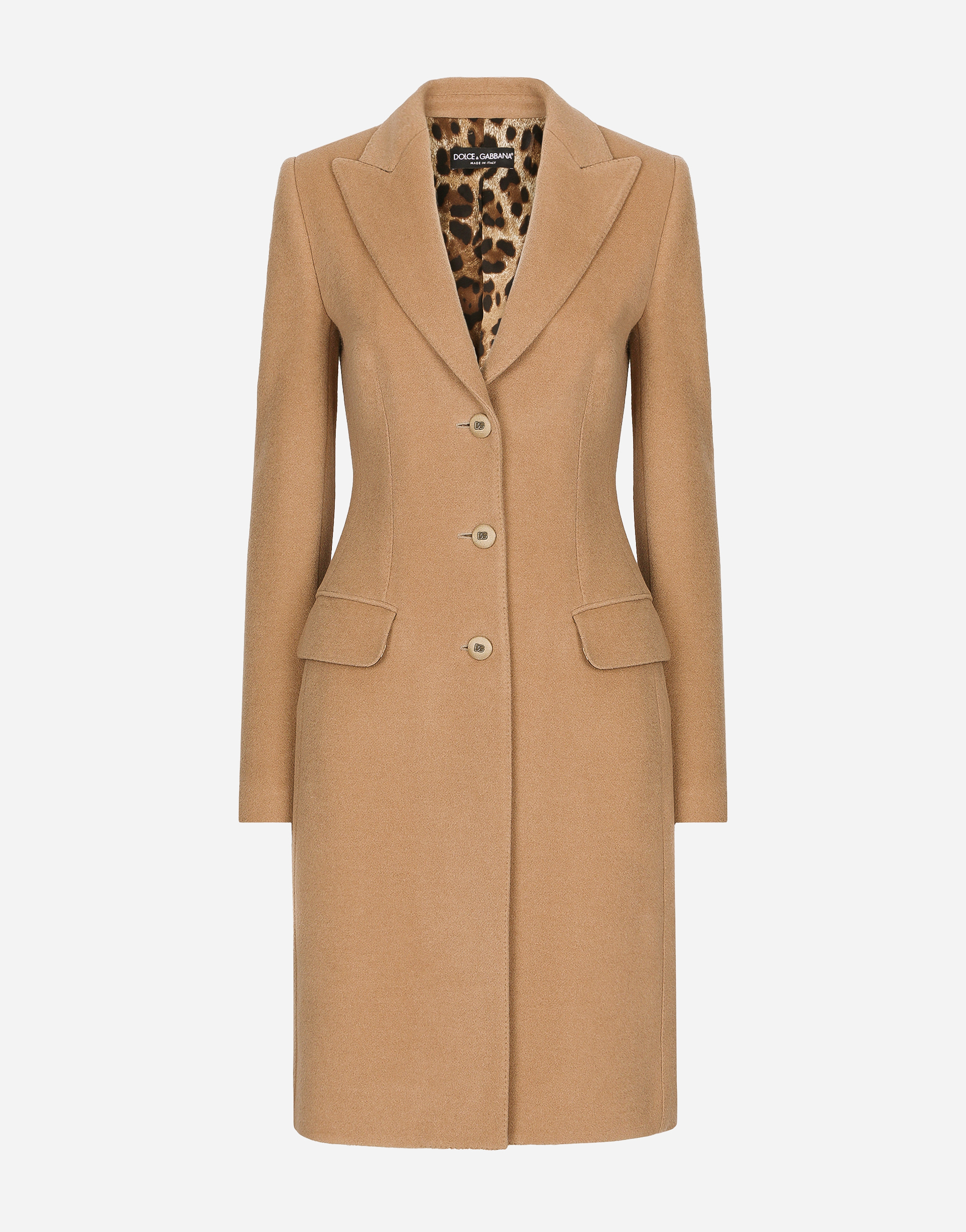 Dolce & Gabbana Single-breasted Camel Wool Coat - Woman Coats And Jackets Blush Camel Wool