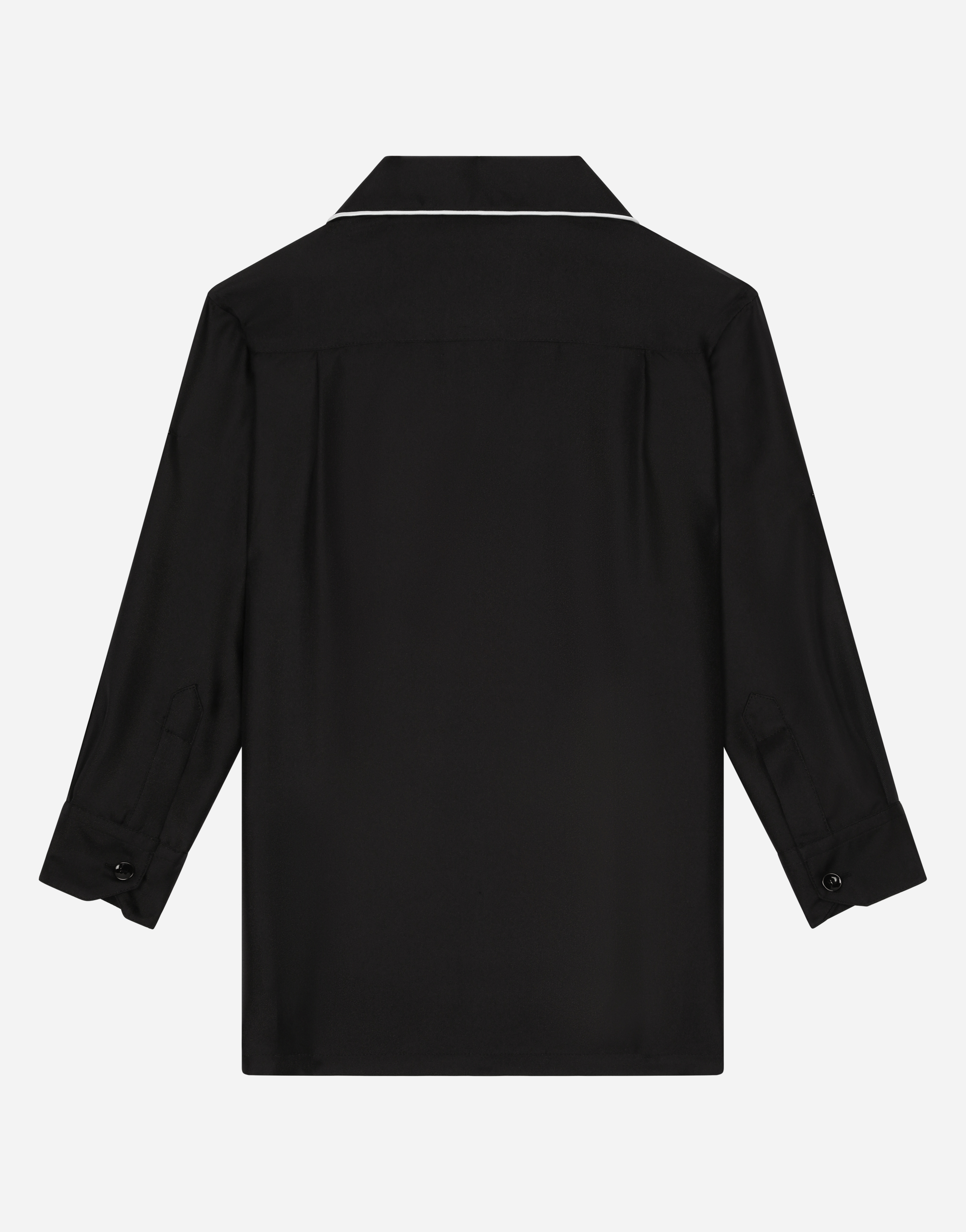 Shop Dolce & Gabbana Silk Twill Pajama Shirt With Dg Embroidery In Black