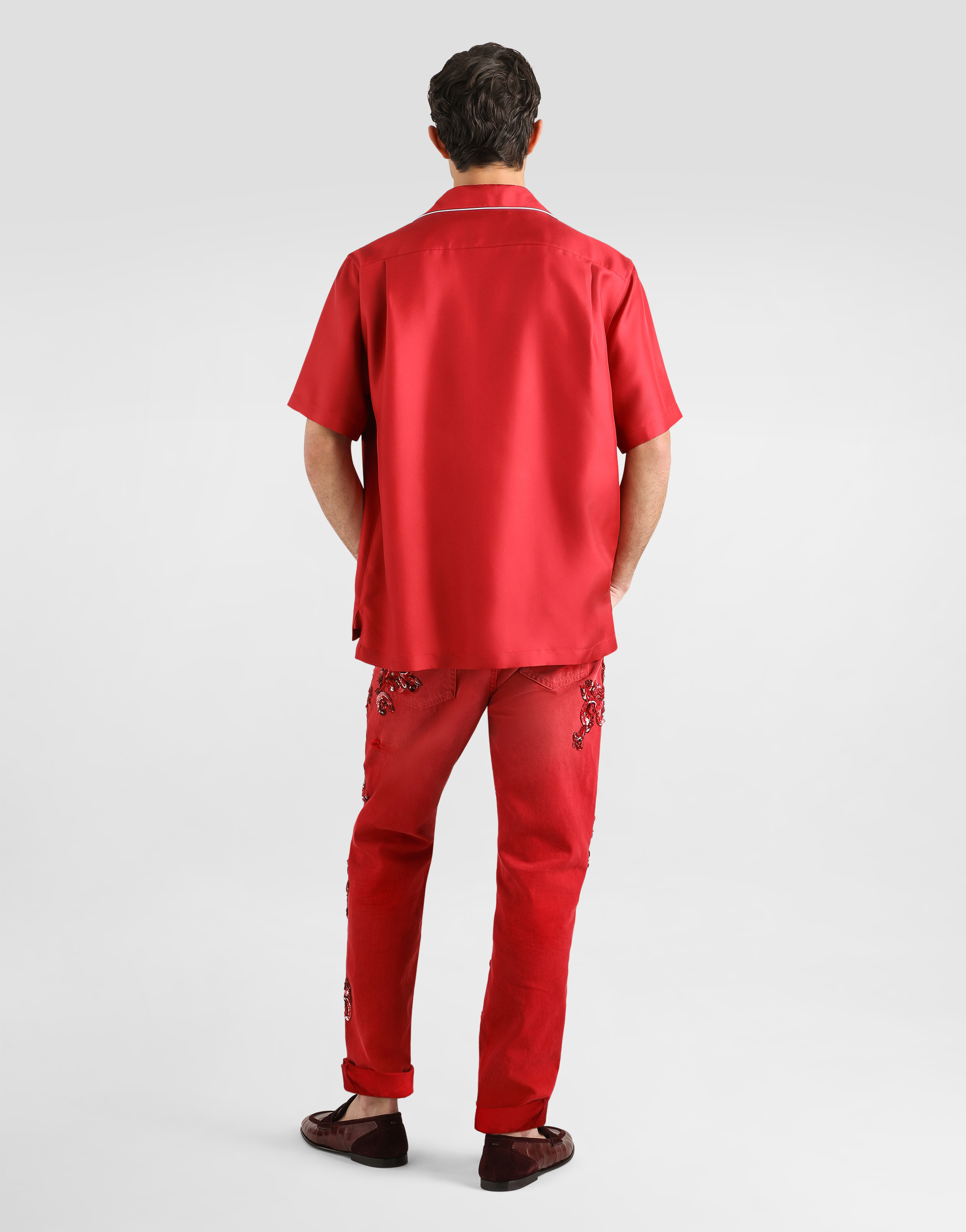  Dolce & Gabbana Hemd Hawaii Aus Seidentwill - Mann Hemden Red 38 