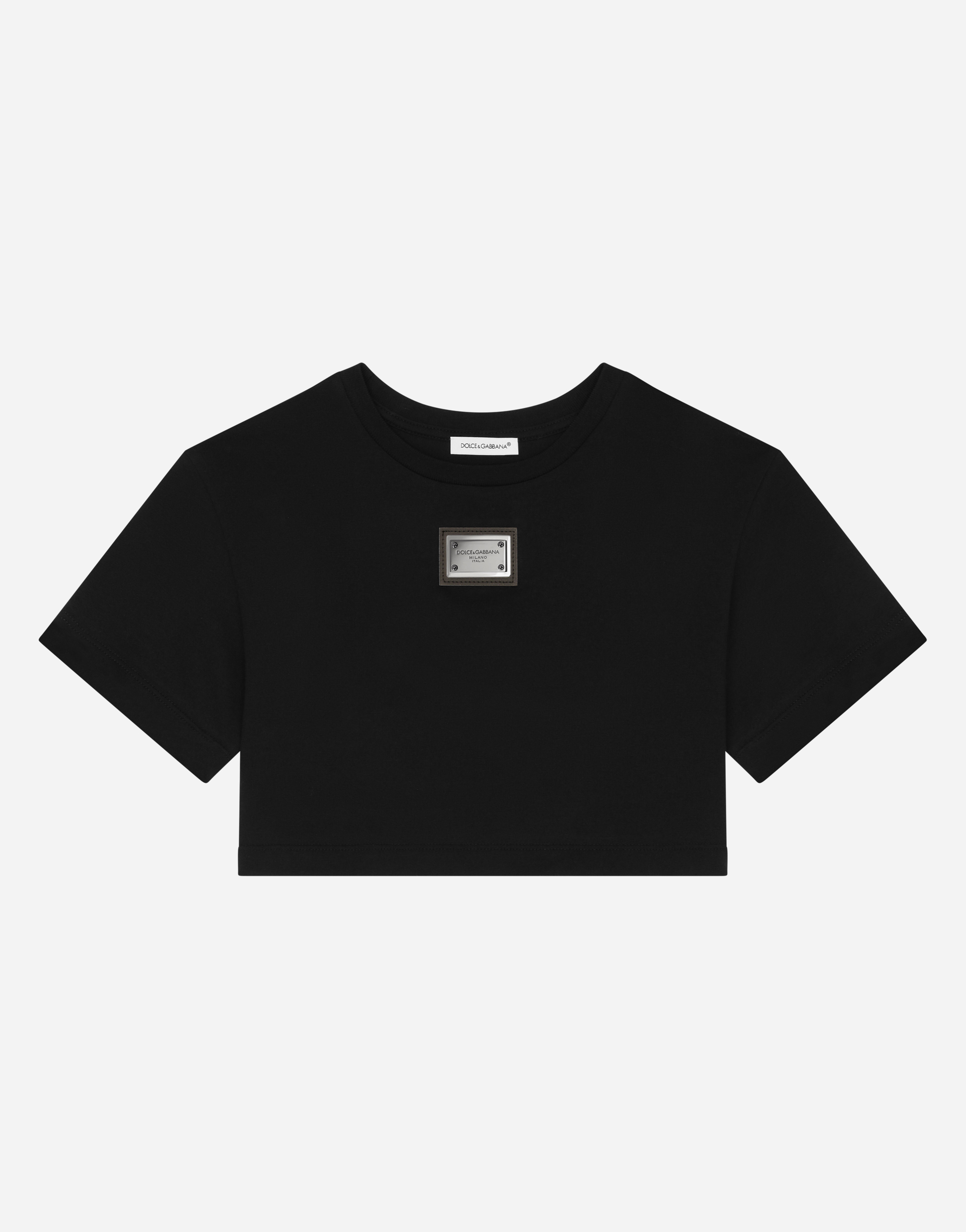 Dolce & Gabbana Jersey T-shirt With Logo Tag In Black