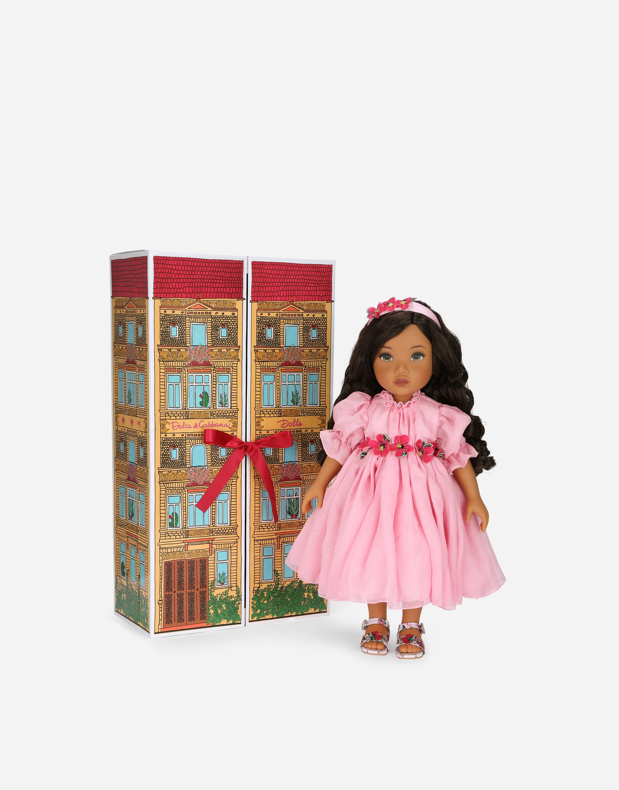 Shop Dolce & Gabbana Doll With Chiffon Dress In Multi-colored