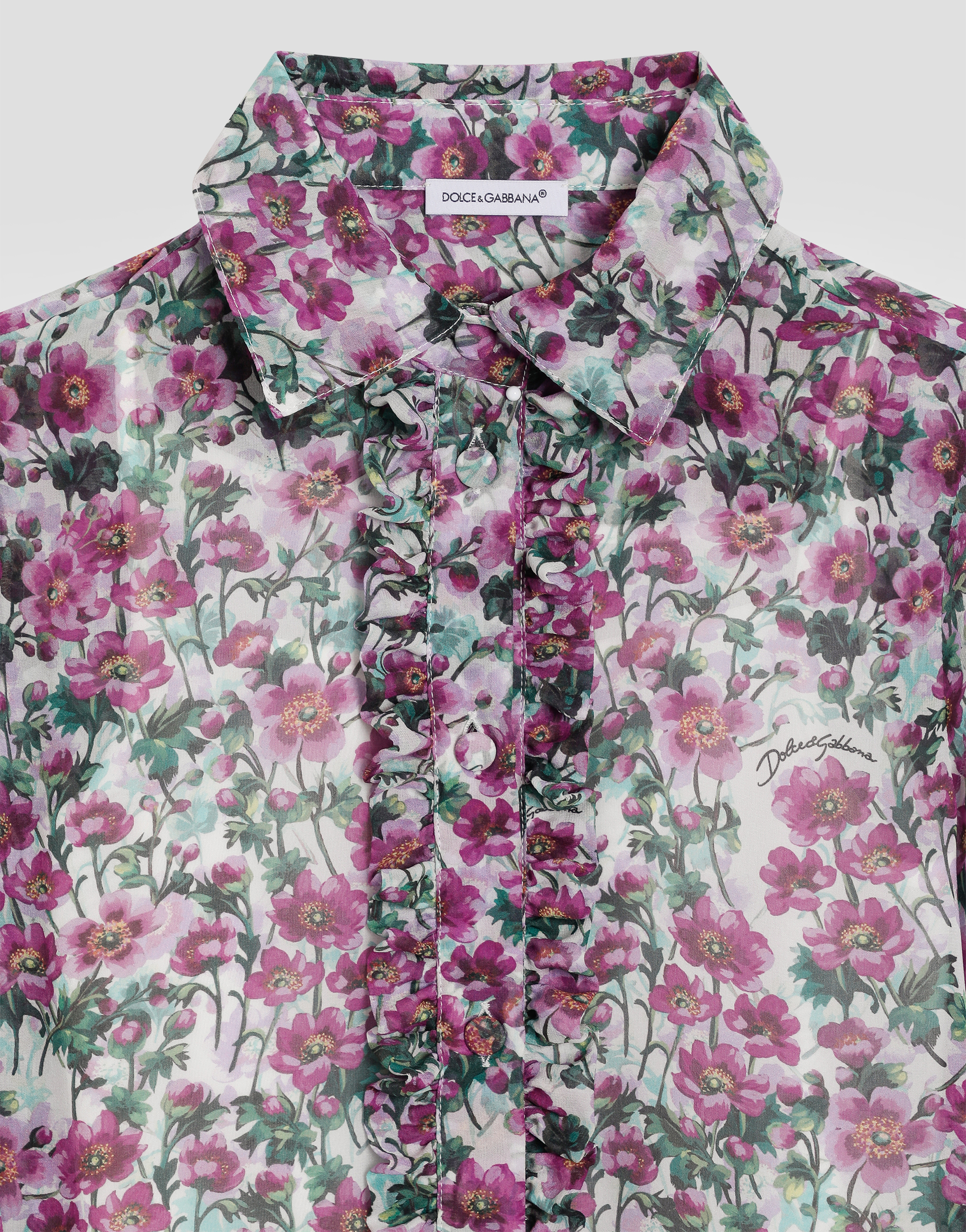Dolce & Gabbana Violet-print Crêpe Shirt In Multi