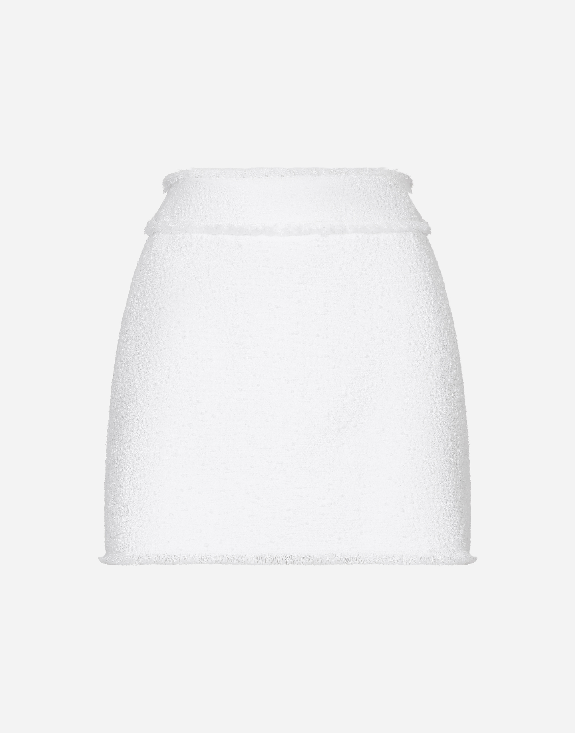 Dolce & Gabbana Cotton Raschel Tweed Miniskirt - Woman Skirts White