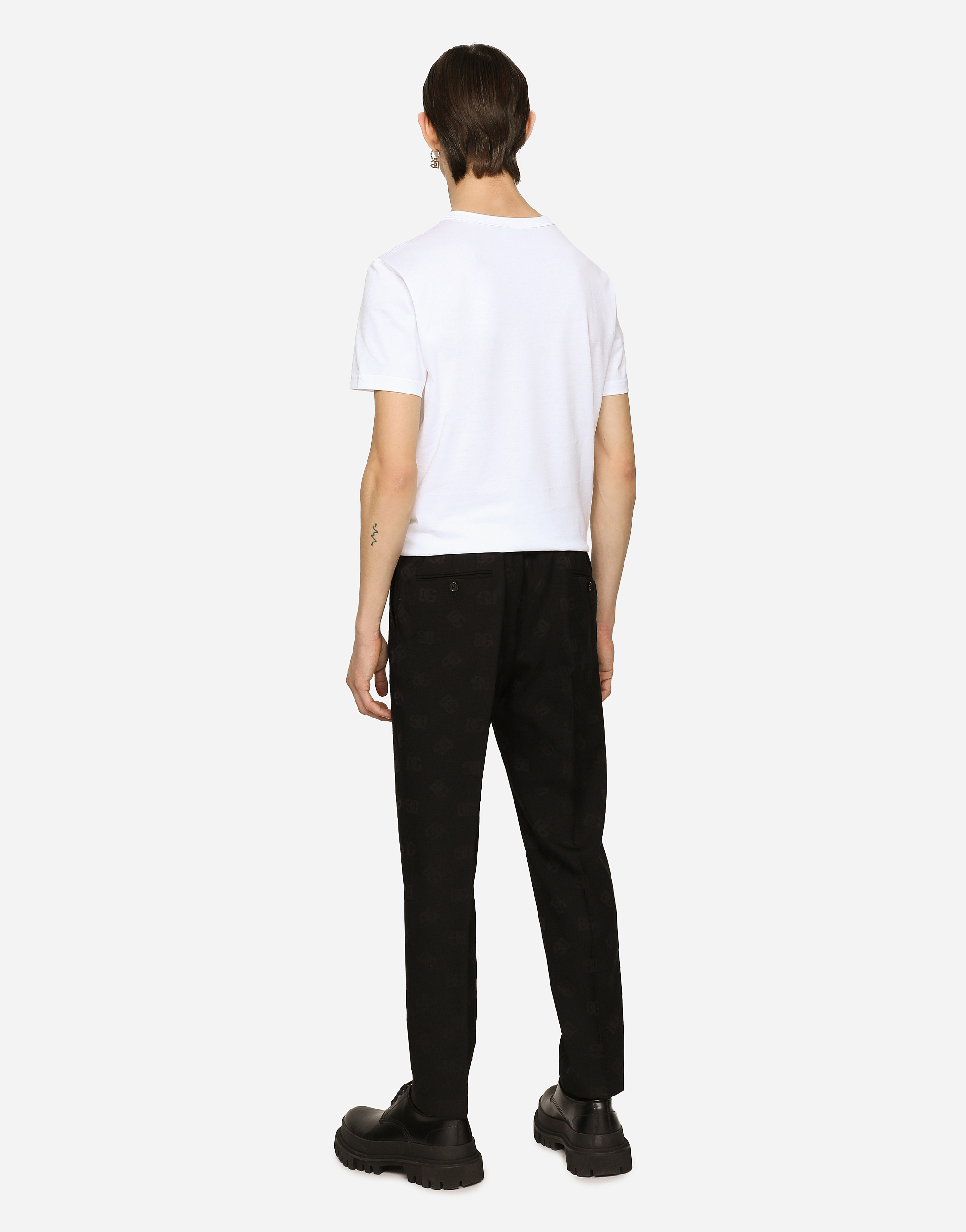 Stretch wool jacquard pants with DG Monogram design