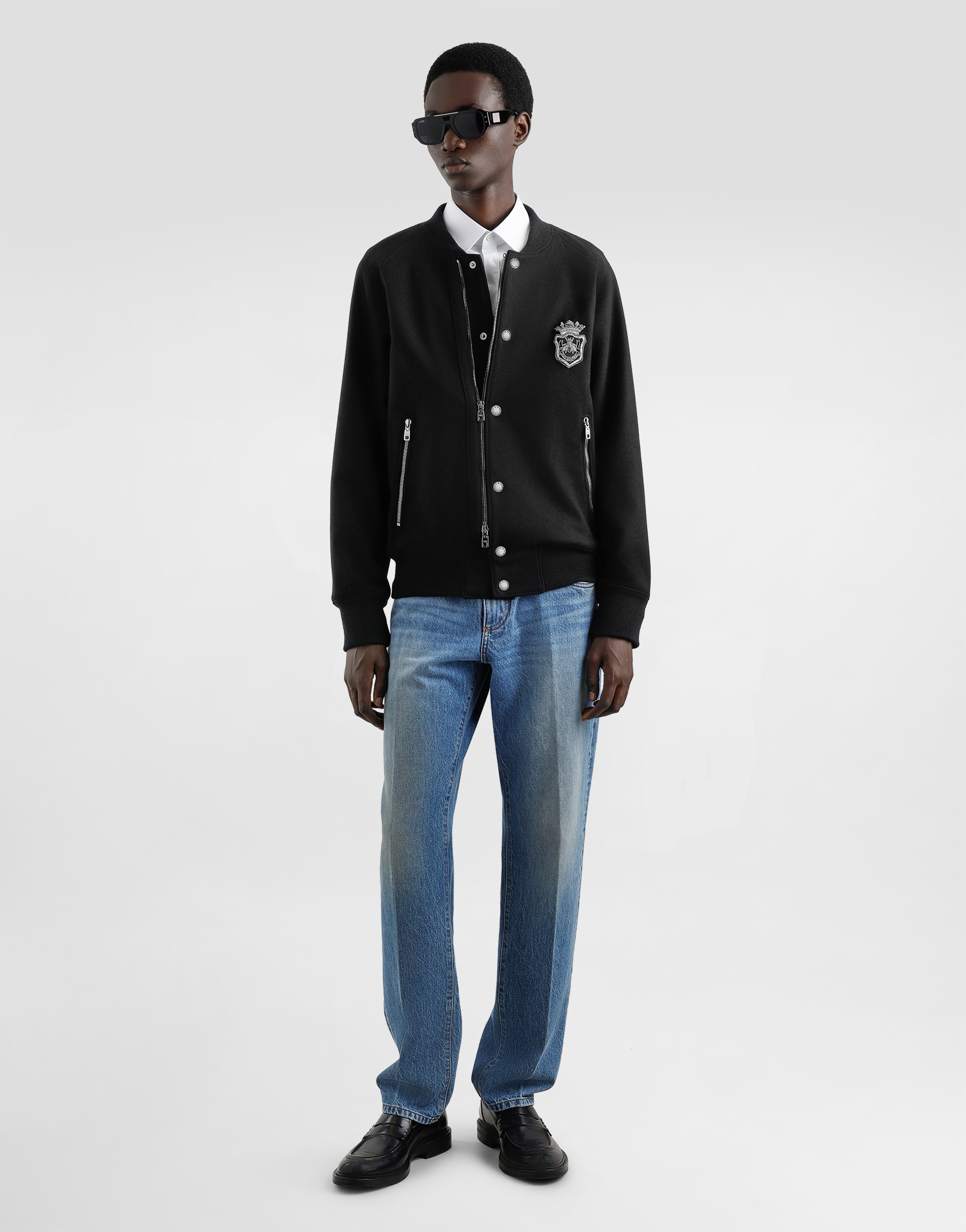Dolce & Gabbana Wool Jacket With Patch In Black