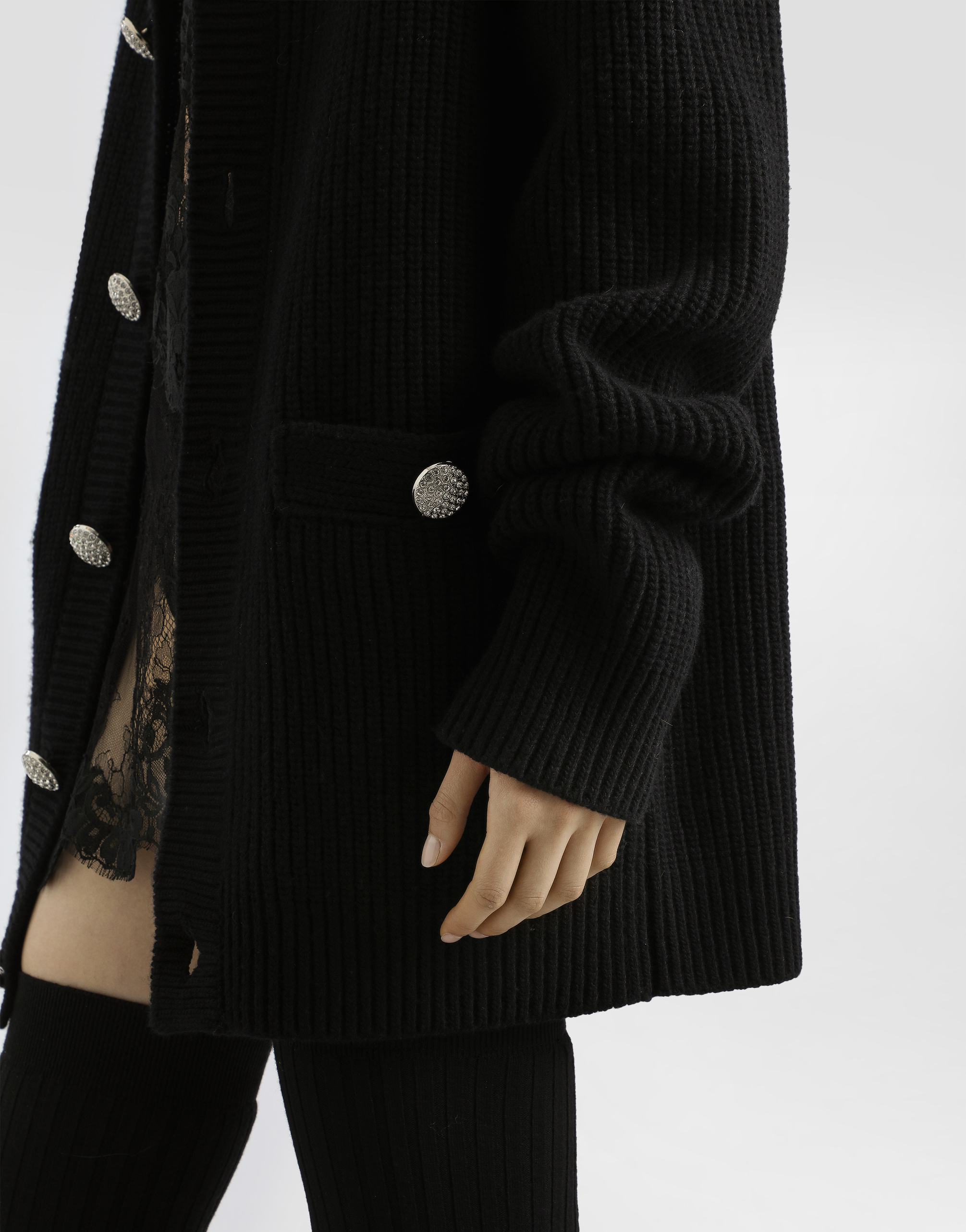 Dolce & Gabbana Jewel Buttons Cardigan Sweaters And Cardigans Black In Black