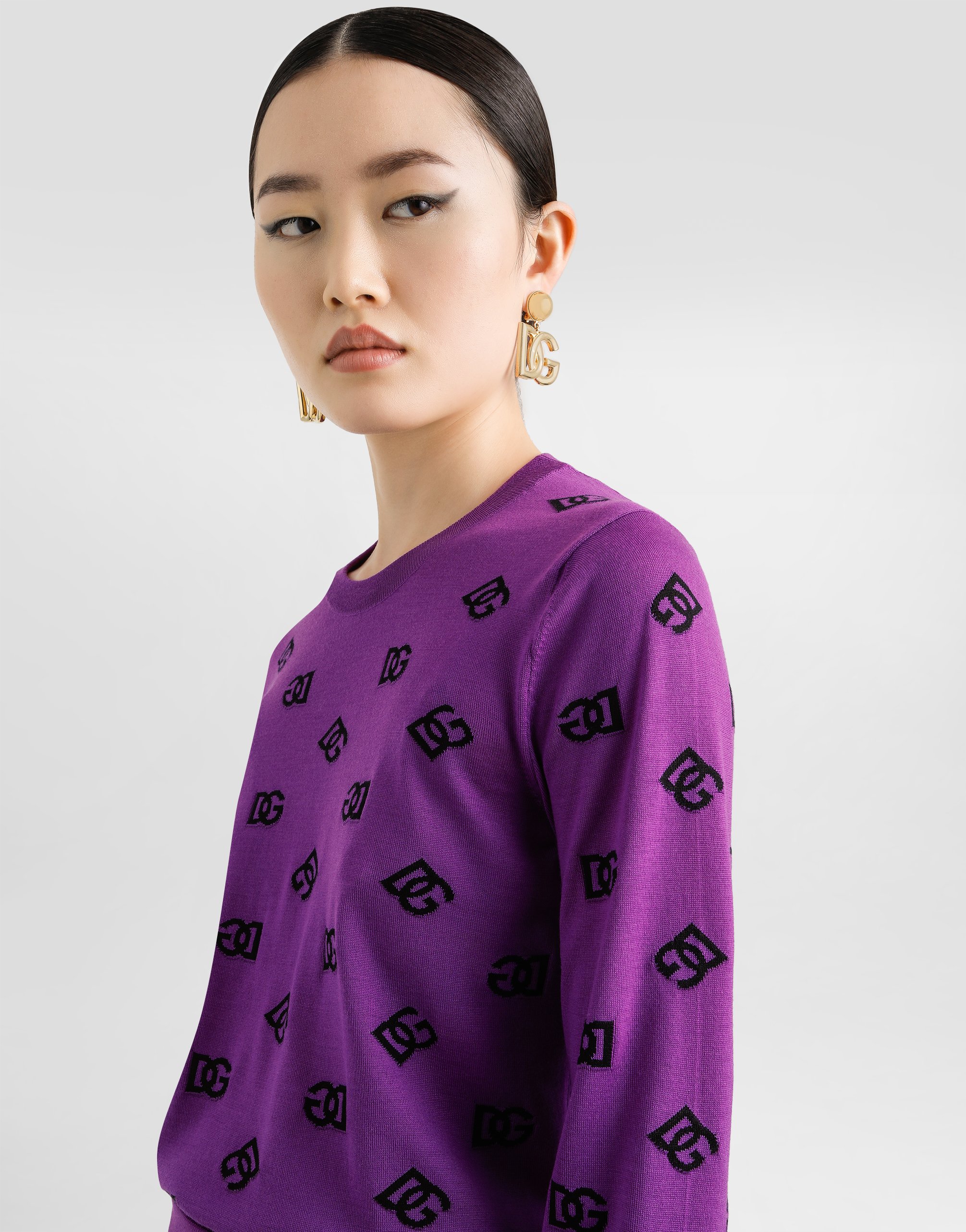 Dolce & Gabbana Wool And Silk Pullover In Purple
