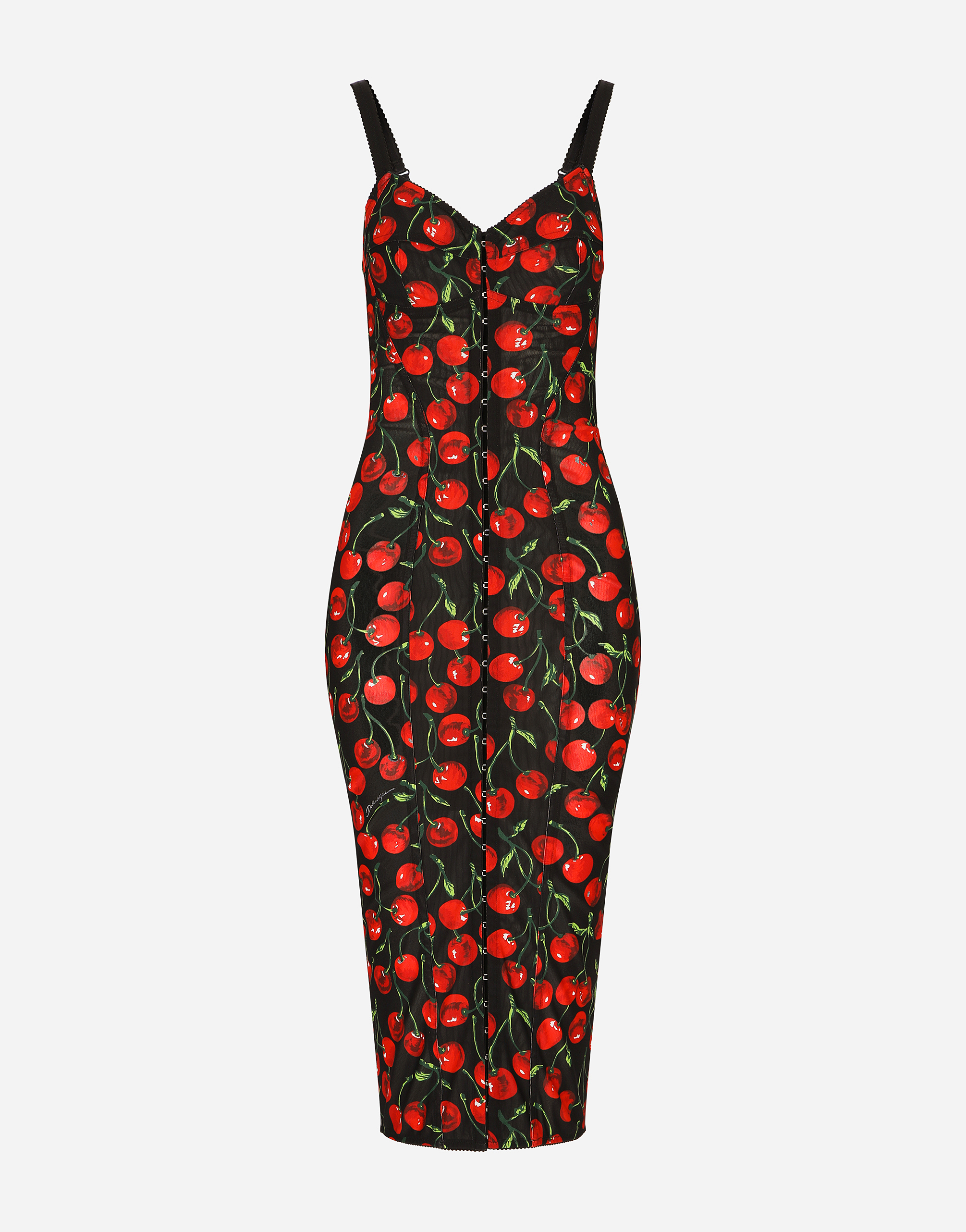 Dolce & Gabbana Stretch Calf-length Corset Dress In Multicolor