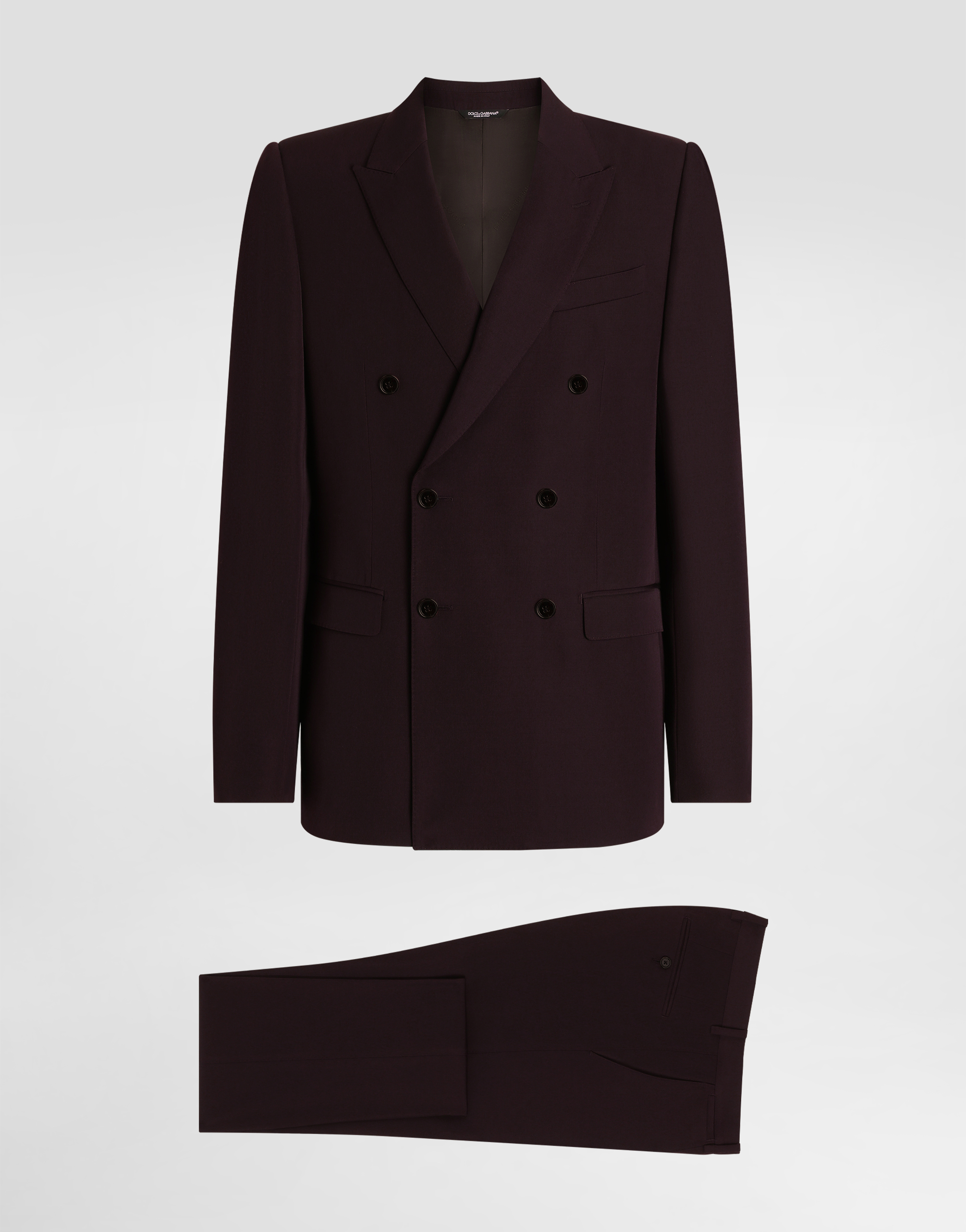 Dolce & Gabbana Double-breasted Wool Gabardine Suit In Multi