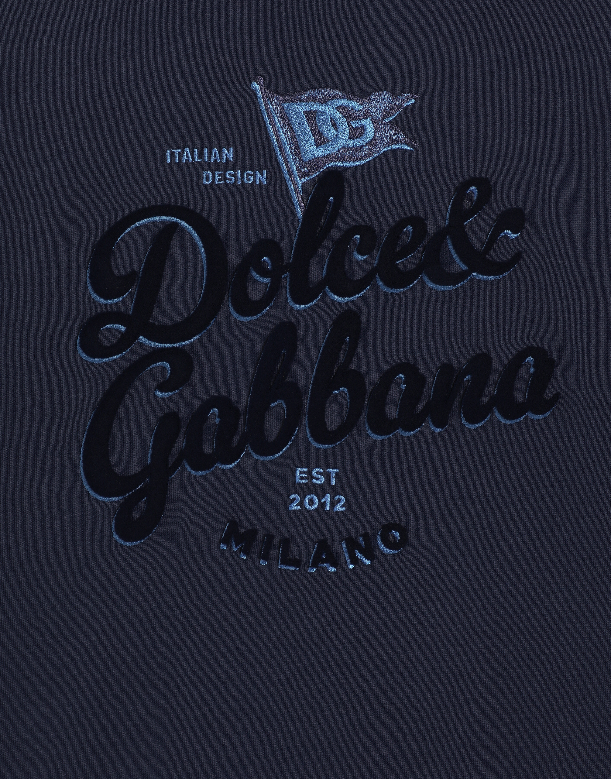 Dolce & Gabbana Round-neck Sweatshirt With Dolce&gabbana Logo In Blue