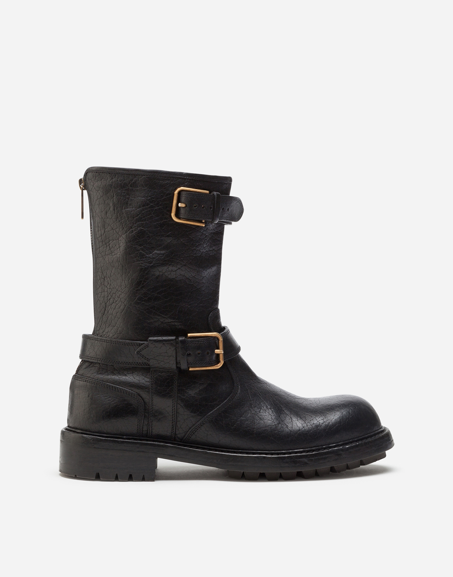 Dolce & Gabbana Black Leather Bernini Boots In Black