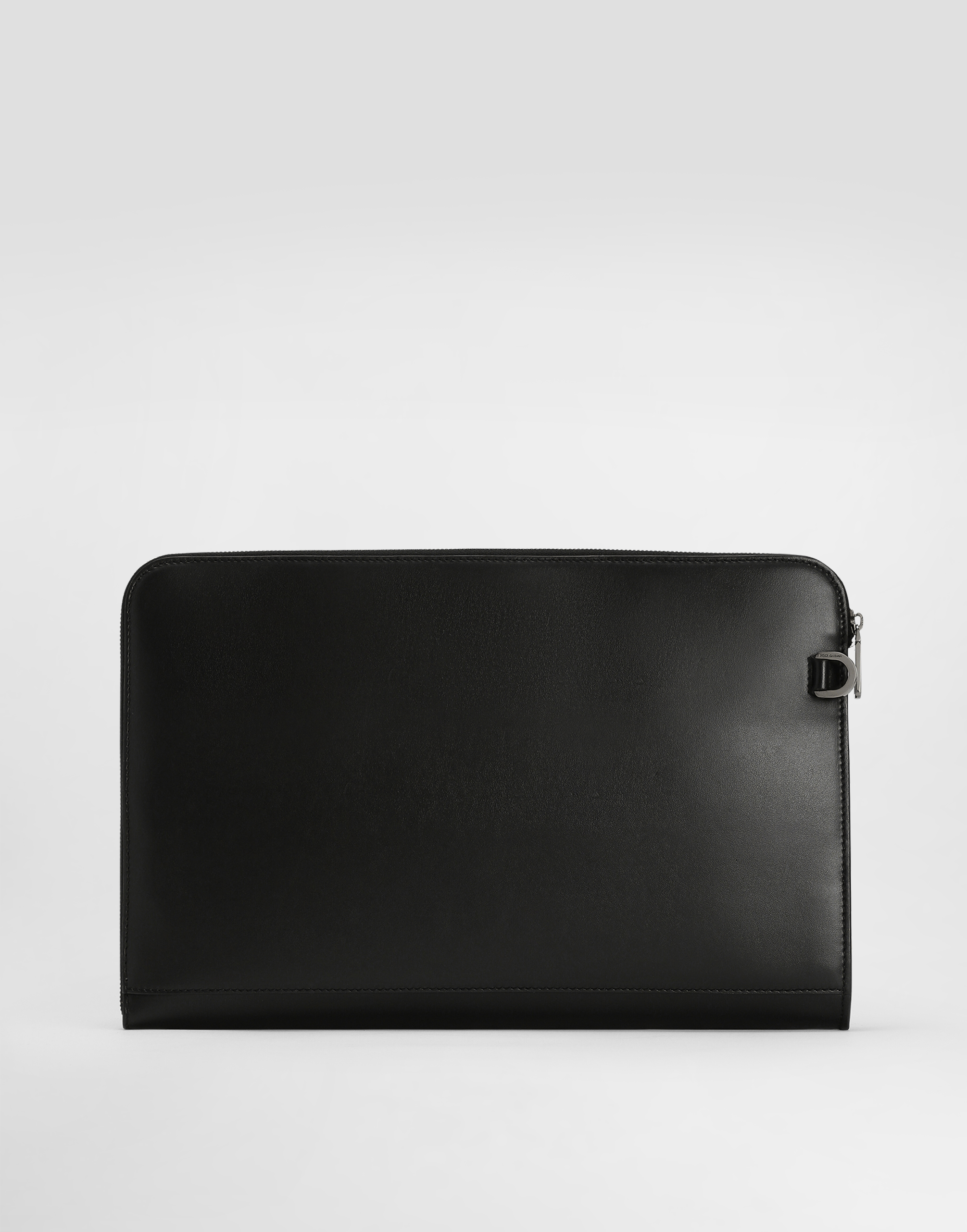 DOLCE & GABBANA LARGE CALFSKIN POUCH WITH RAISED LOGO