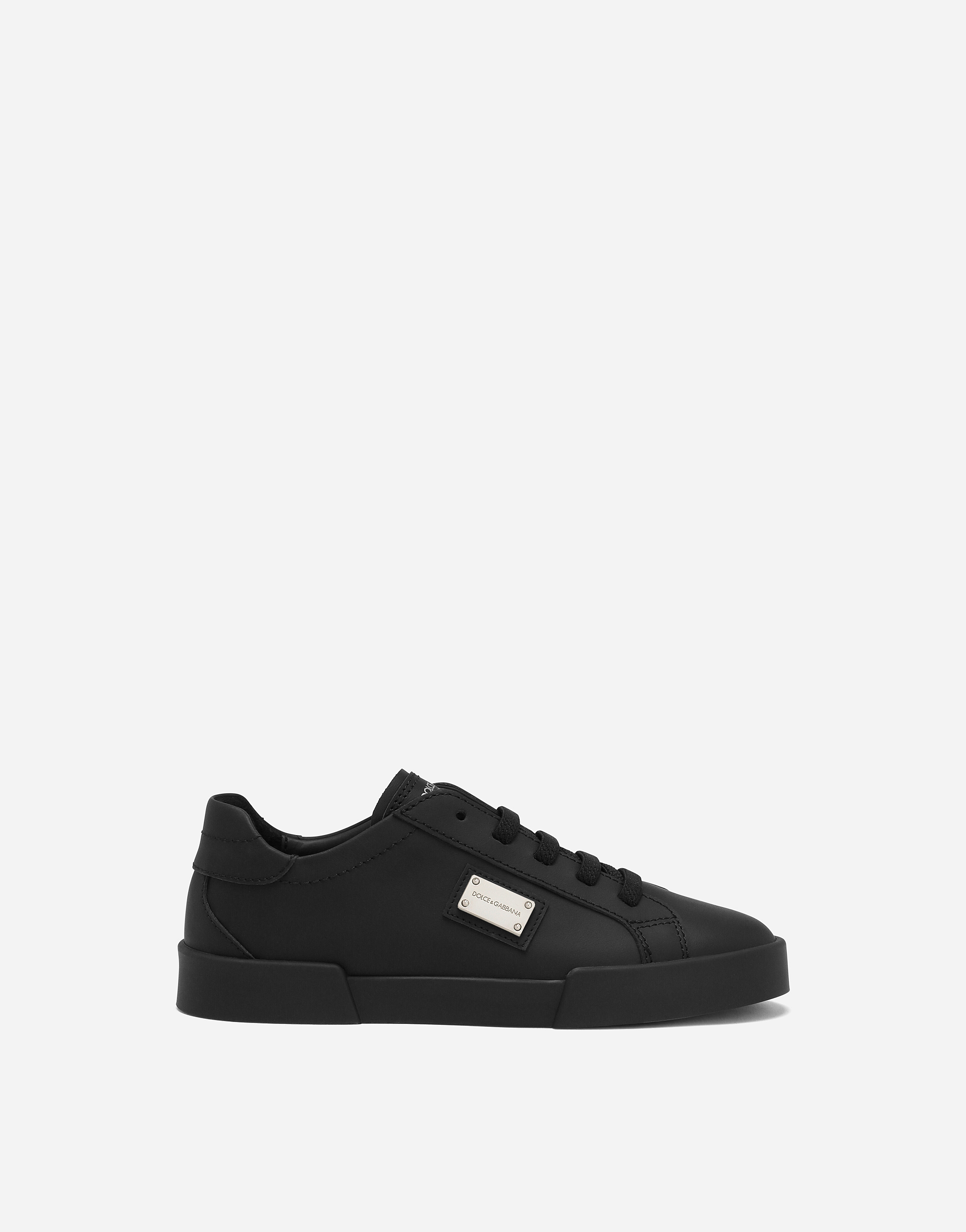 Dolce & Gabbana Portofino Vintage Calfskin Sneakers - Man Shoes (24-38) Black Leather