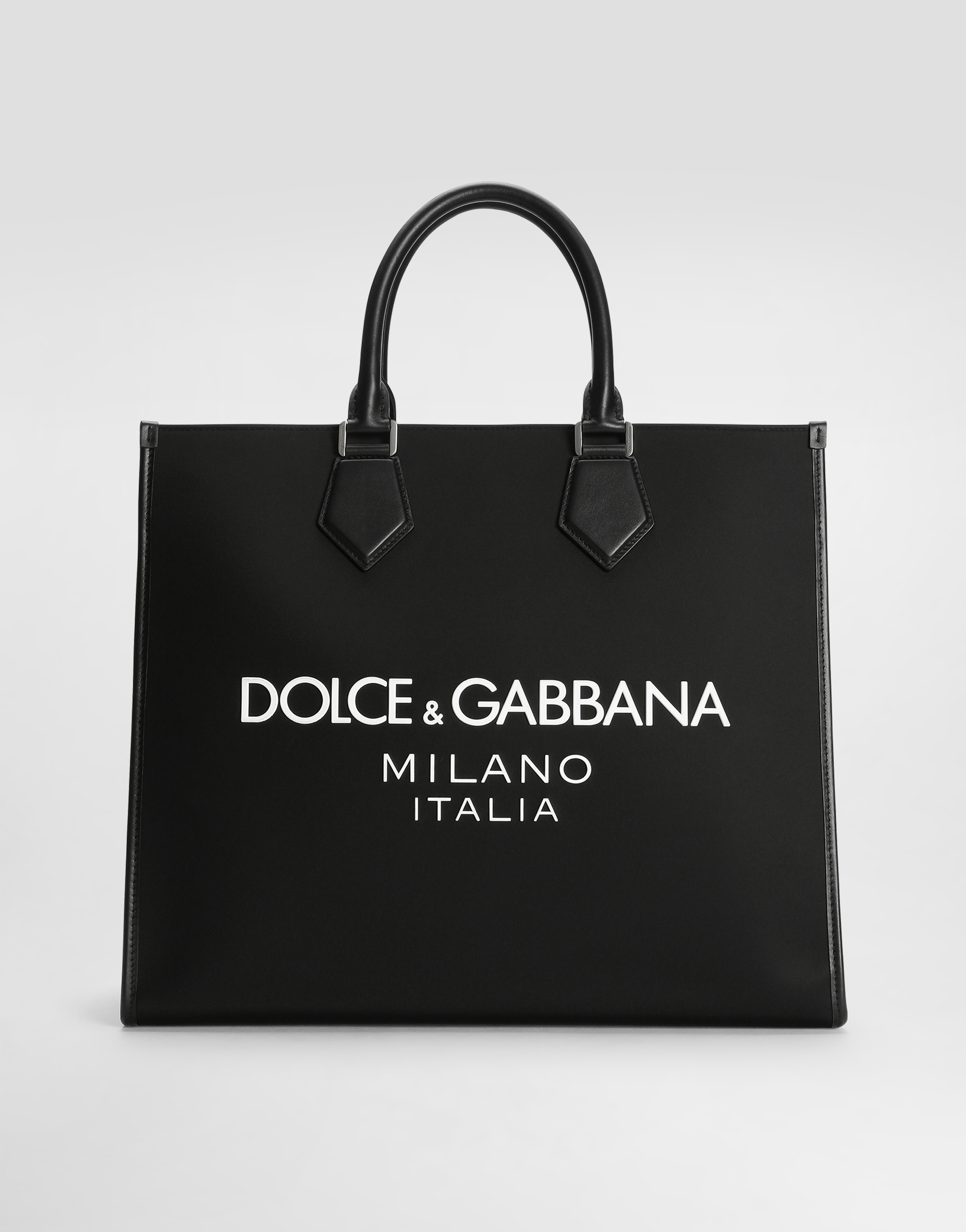 DOLCE & GABBANA LARGE NYLON SHOPPER WITH RUBBERIZED LOGO