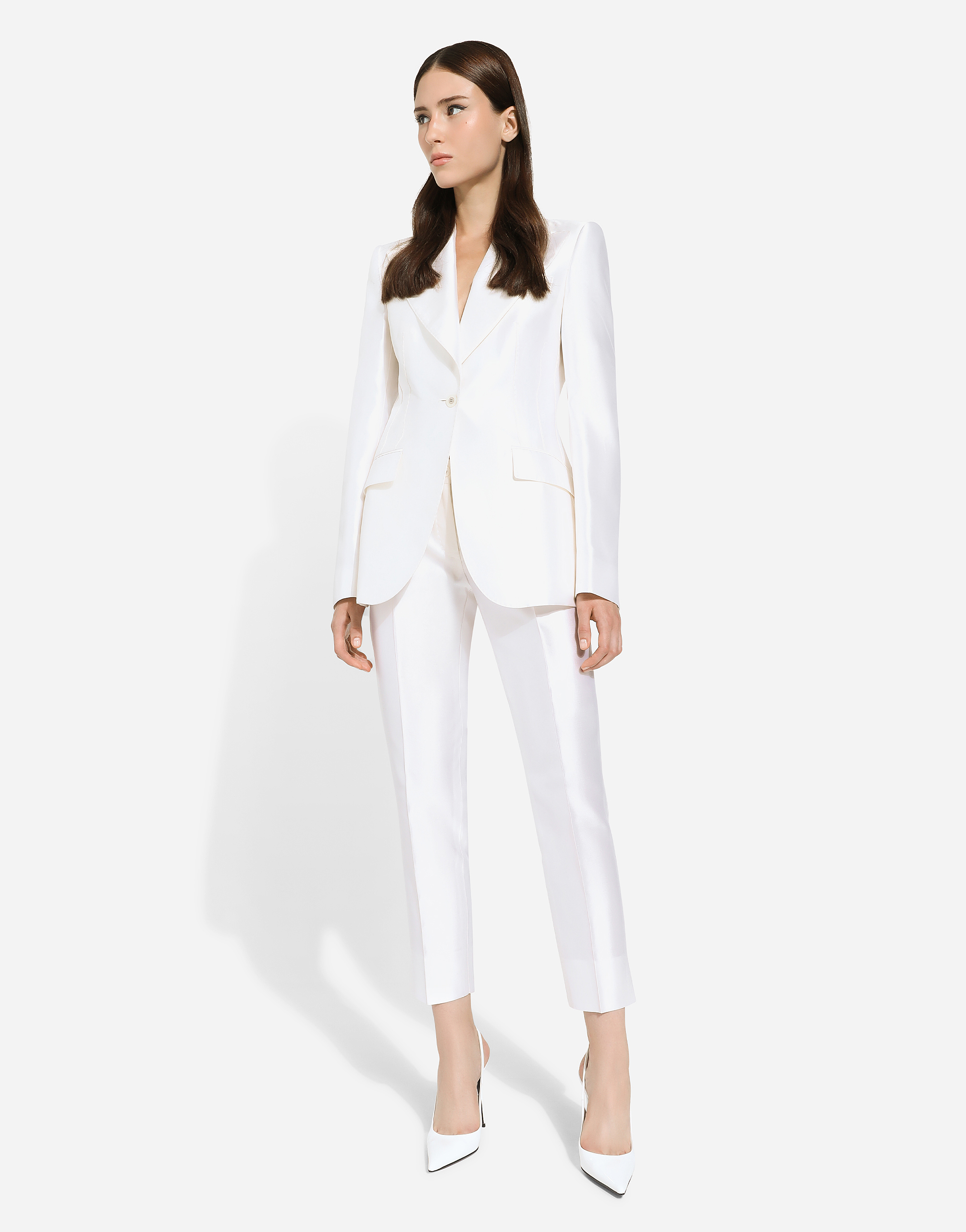 Dolce & Gabbana Turlington Single-breasted Silk Blazer In White