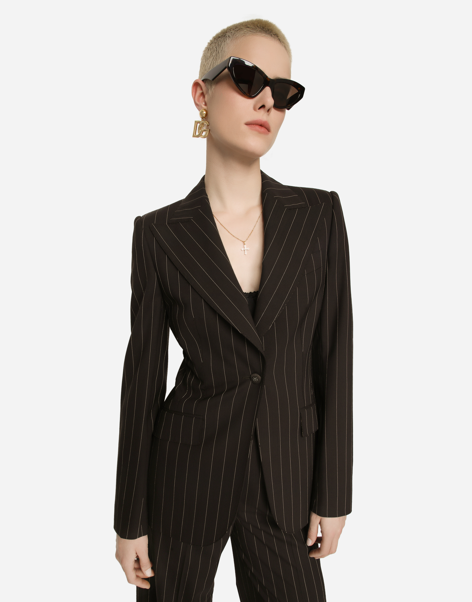 Shop Dolce & Gabbana Single-breasted Pinstripe Wool Turlington Jacket In Multicolor