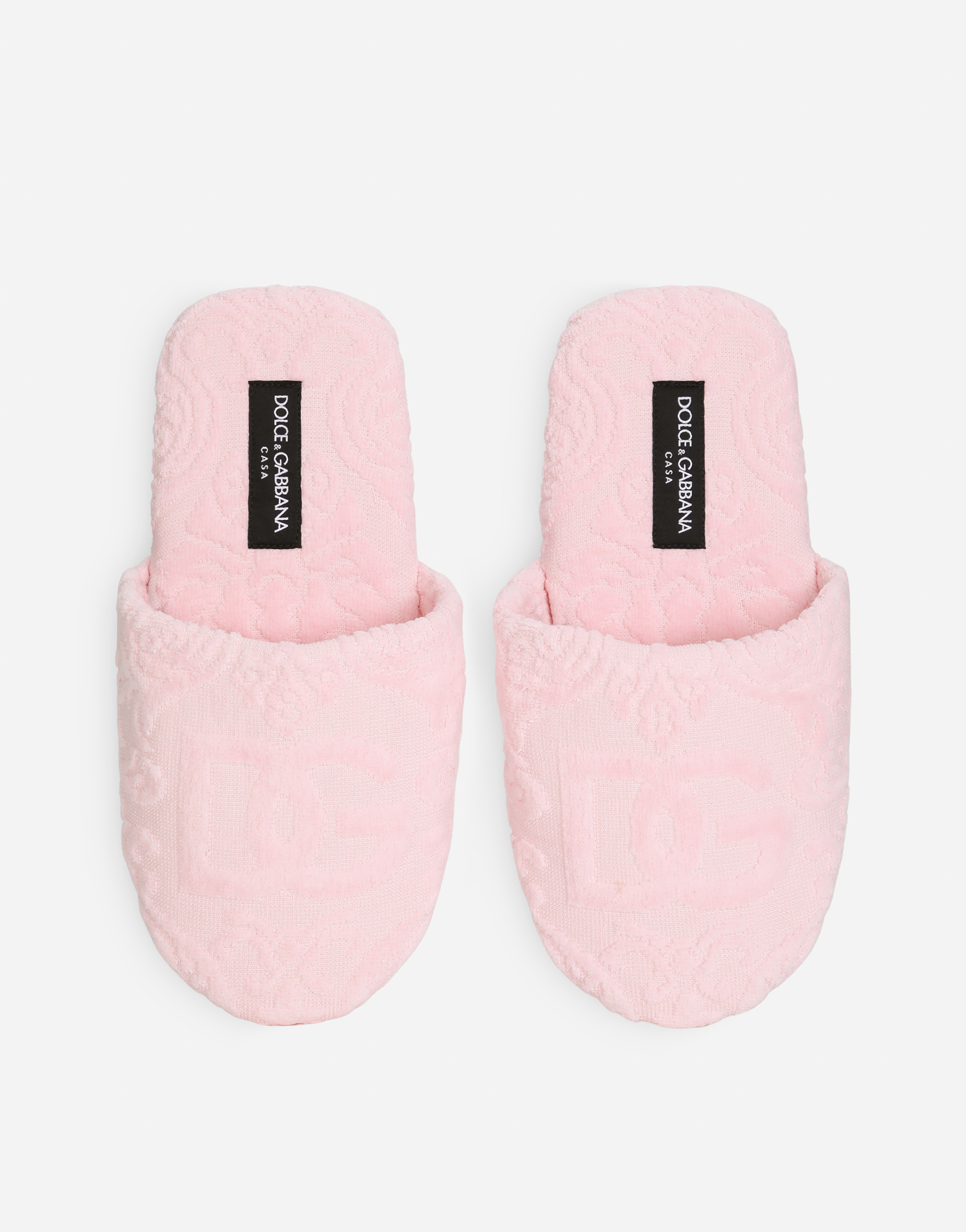 Dolce & Gabbana Jacquard Cotton Terry Slippers In Multicolor