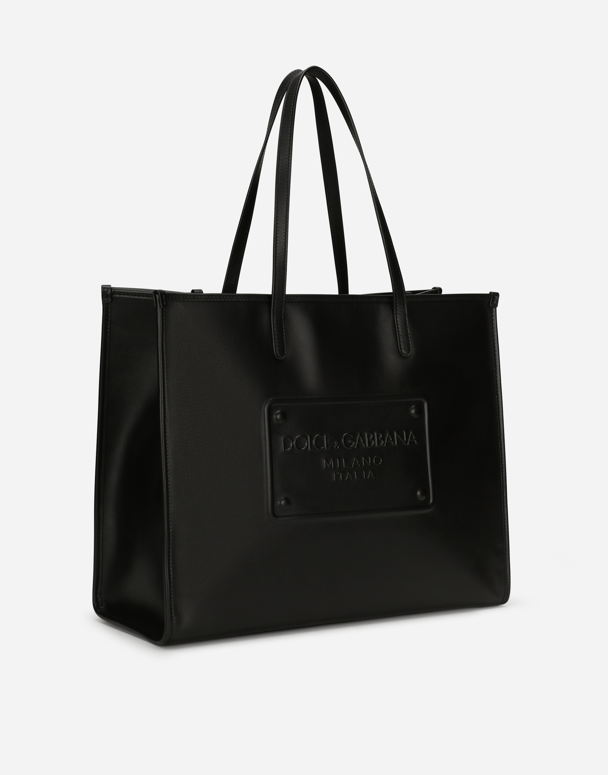 DOLCE & GABBANA CALFSKIN SHOPPER WITH RAISED LOGO