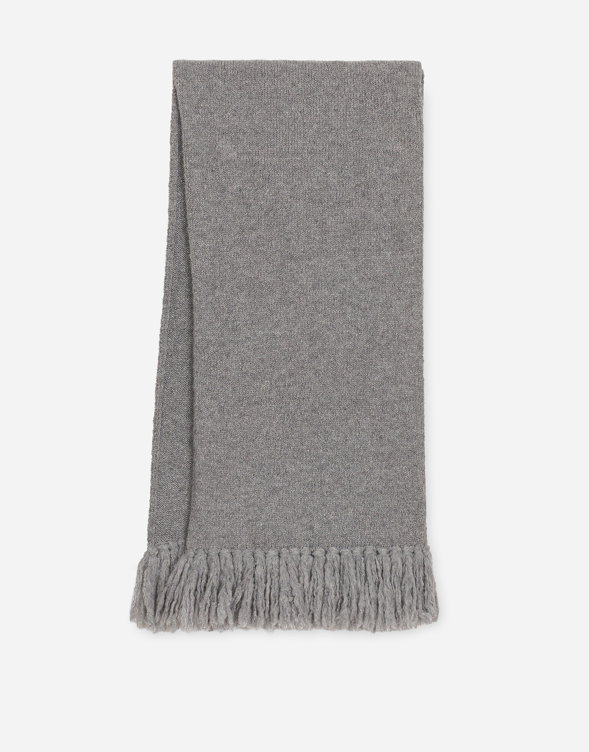Dolce & Gabbana Male Stretch Technical Wool Knit Scarf - Man Scarves And Silks Gray Fabric Onesize Grey - Image 1