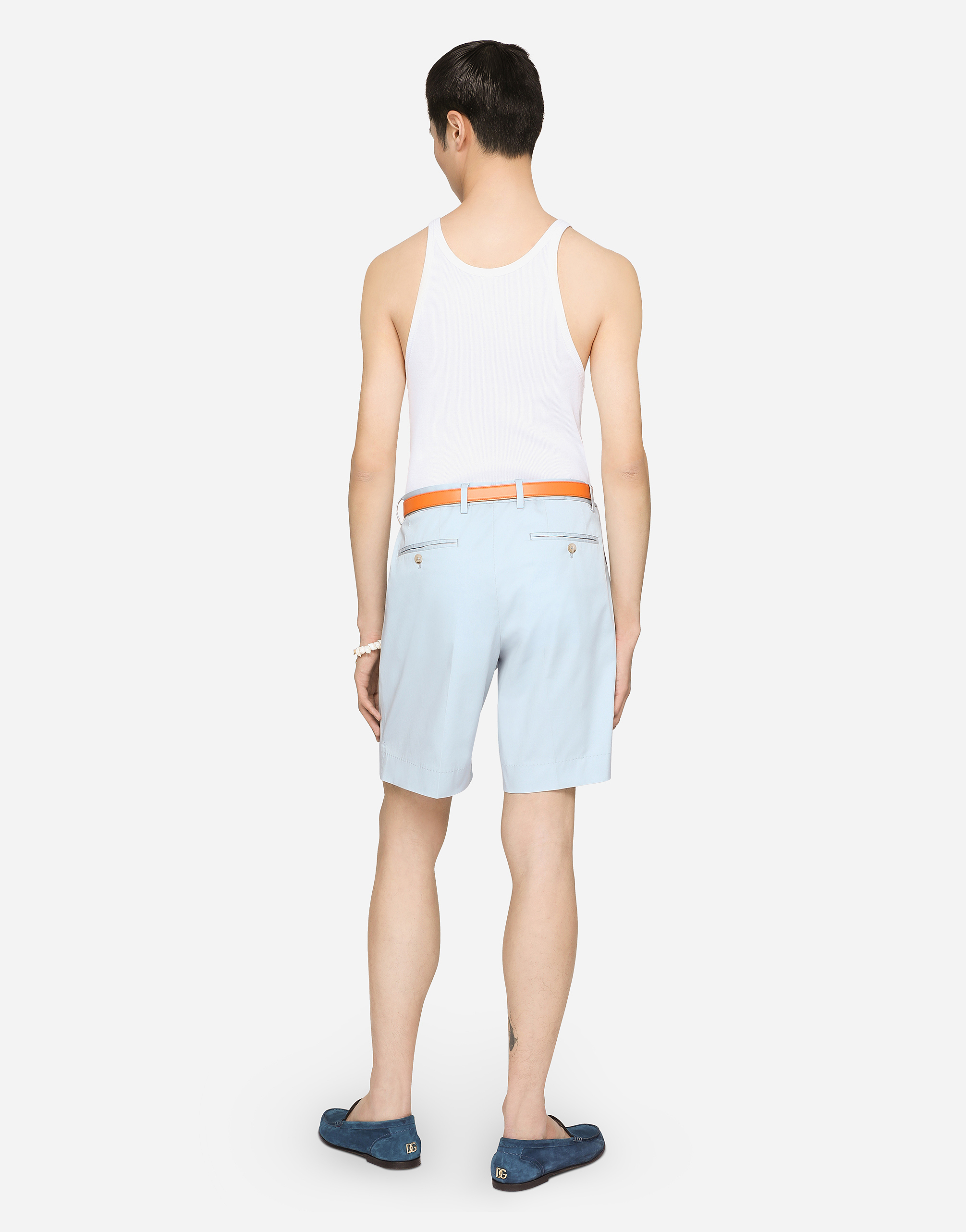 DOLCE & GABBANA STRETCH COTTON SHORTS WITH DG PATCH