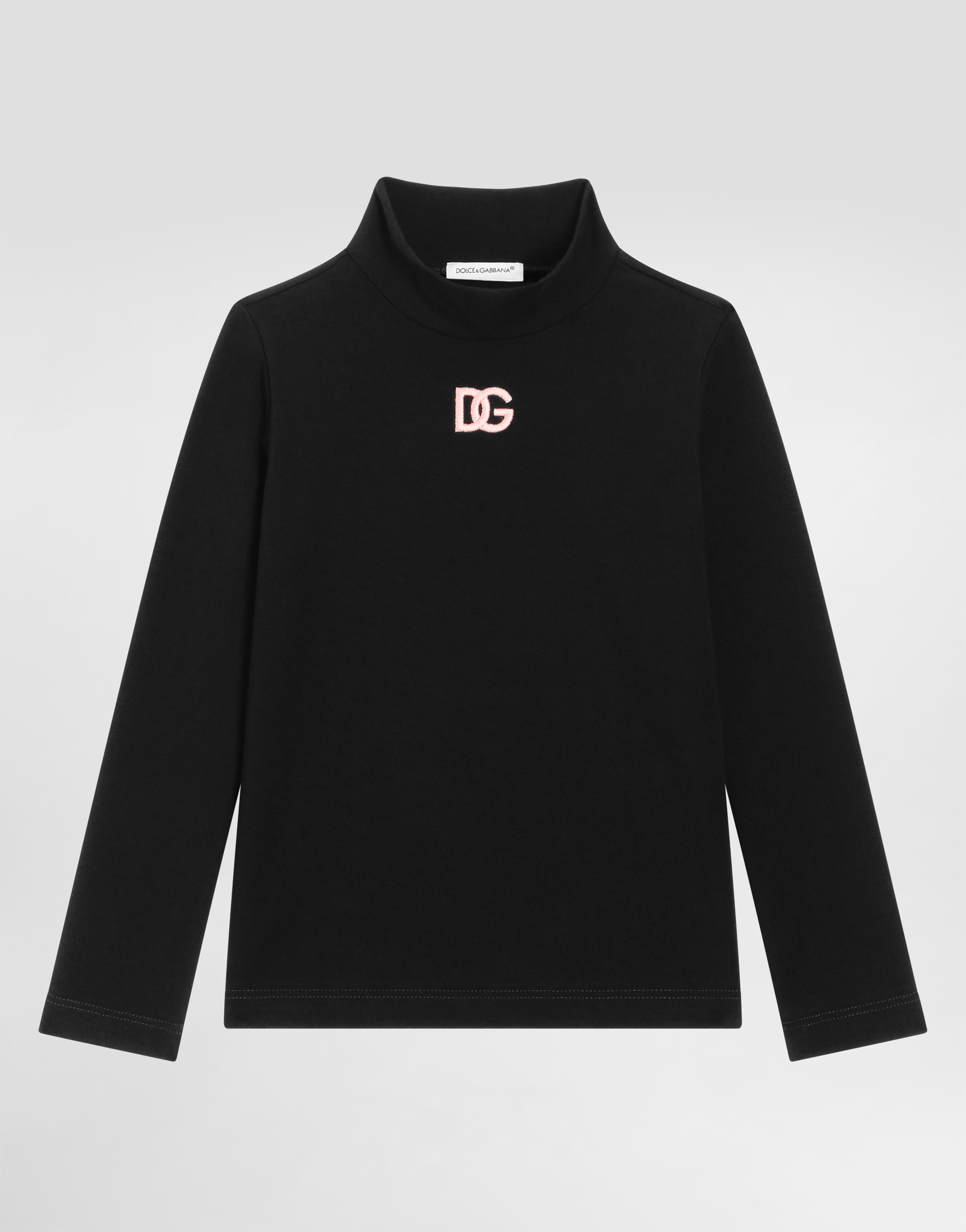 Interlock turtleneck with DG logo embroidery in Black for Girls