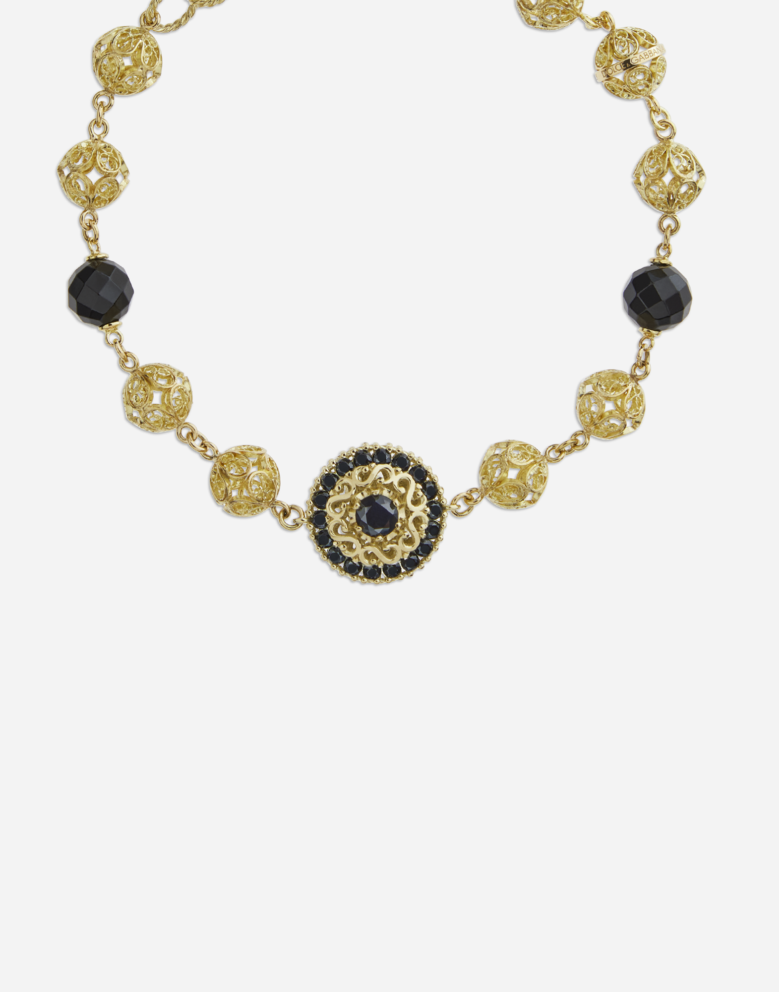 Shop Dolce & Gabbana Gold Bracelet With Black Sapphires In Gold/black