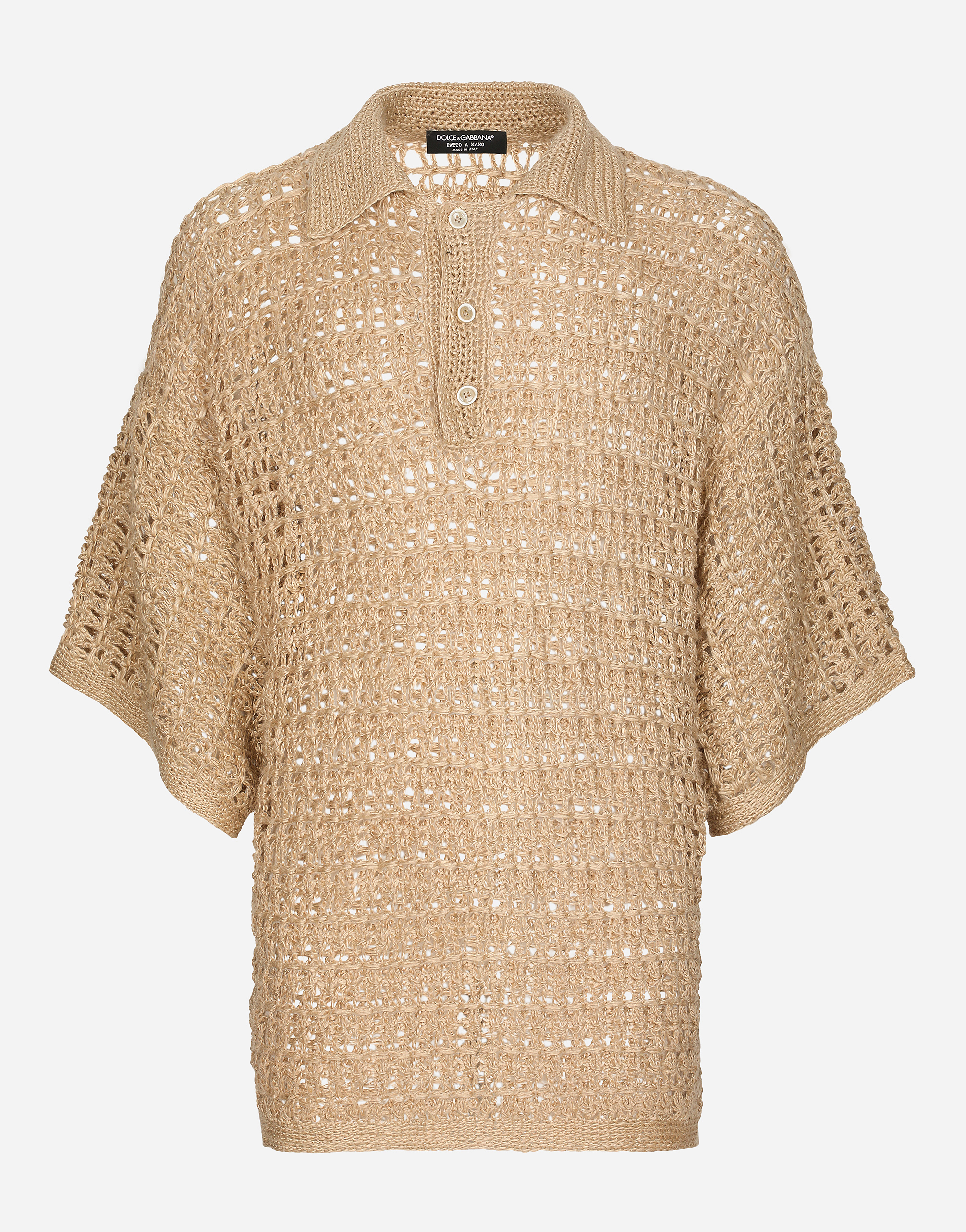 Shop Dolce & Gabbana Linen Polo-shirt In Beige