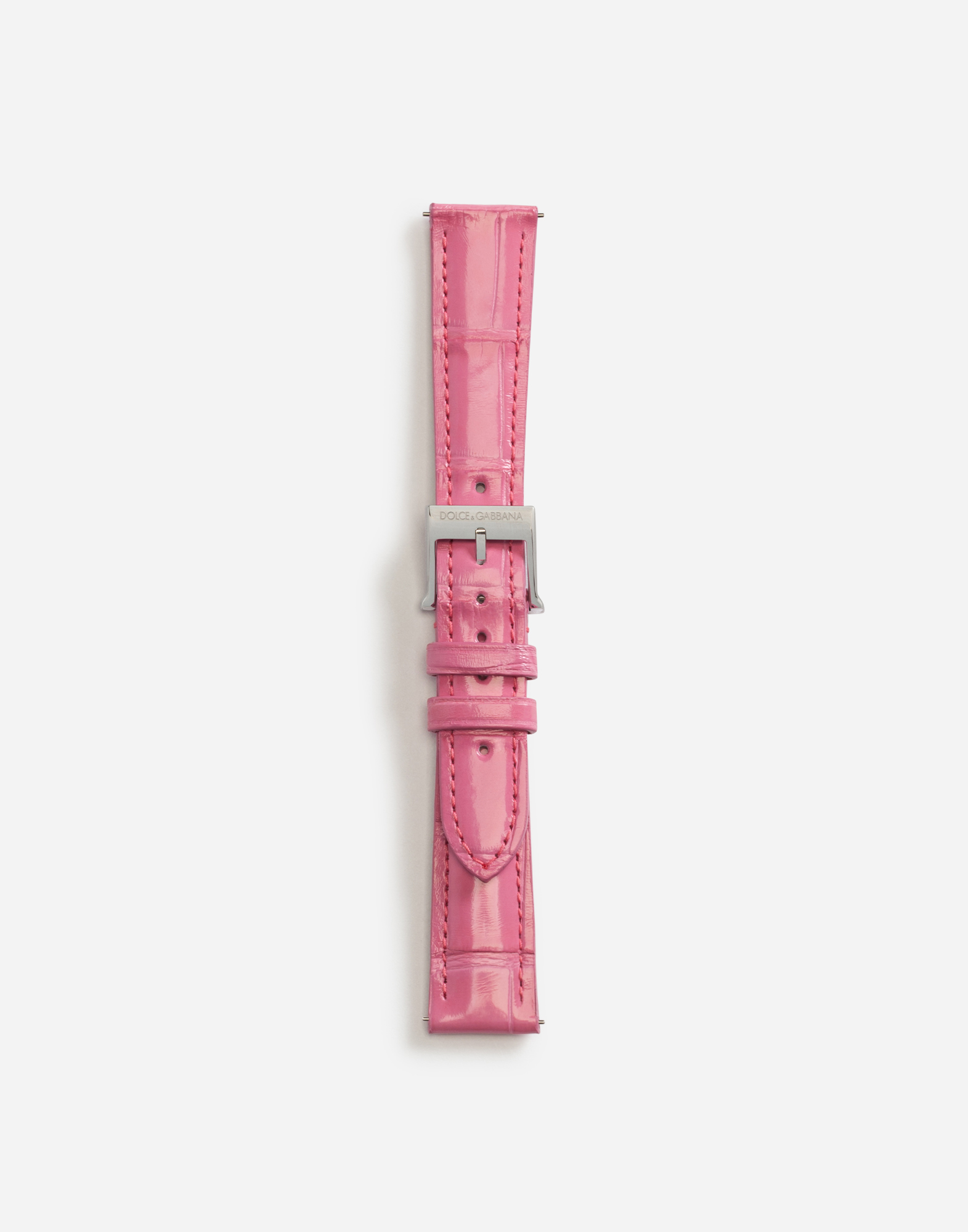 Dolce & Gabbana Alligator Strap With Buckle And Hook In Steel In Pink