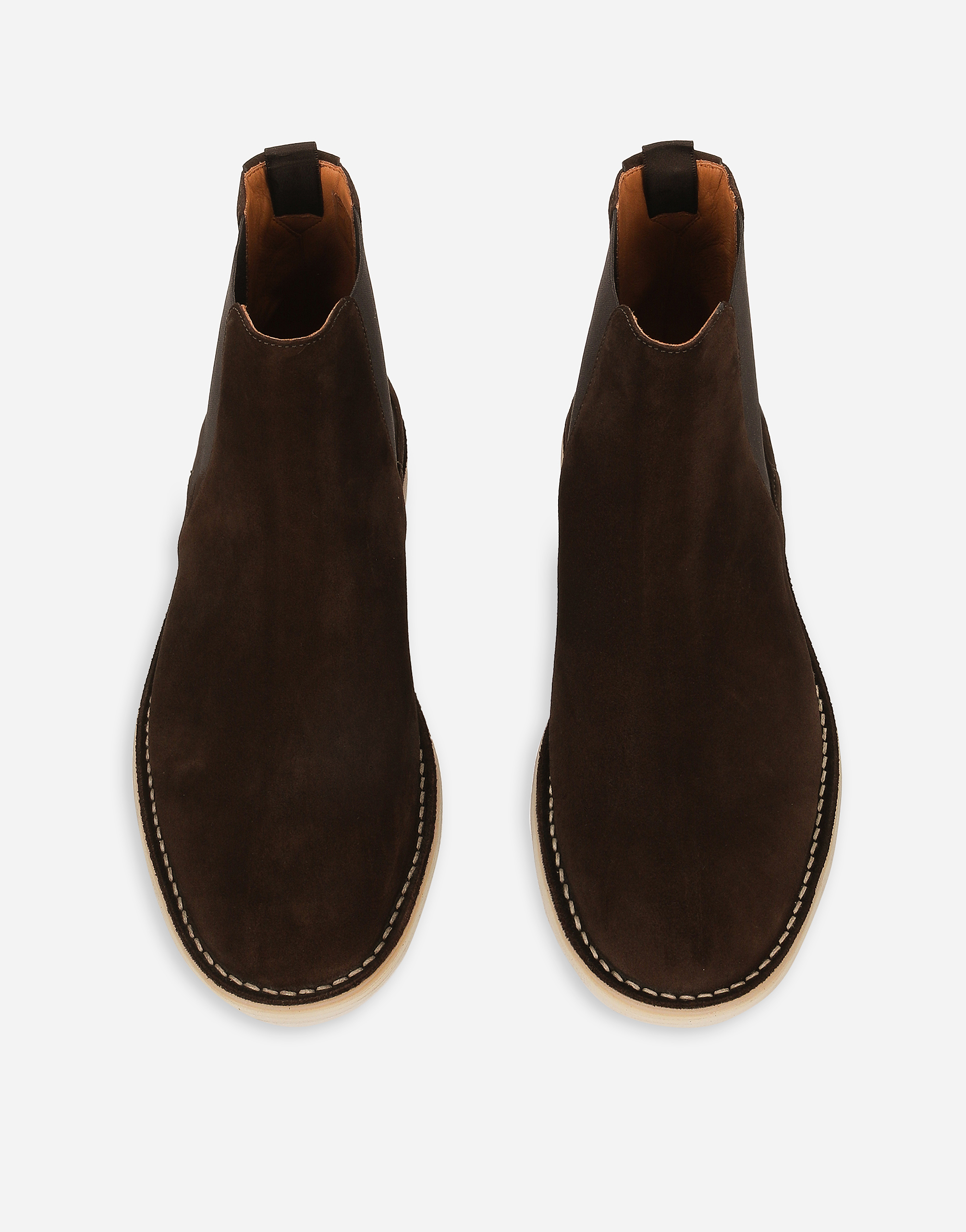 Dolce & Gabbana Brown Suede Ankle Boots In Marrone